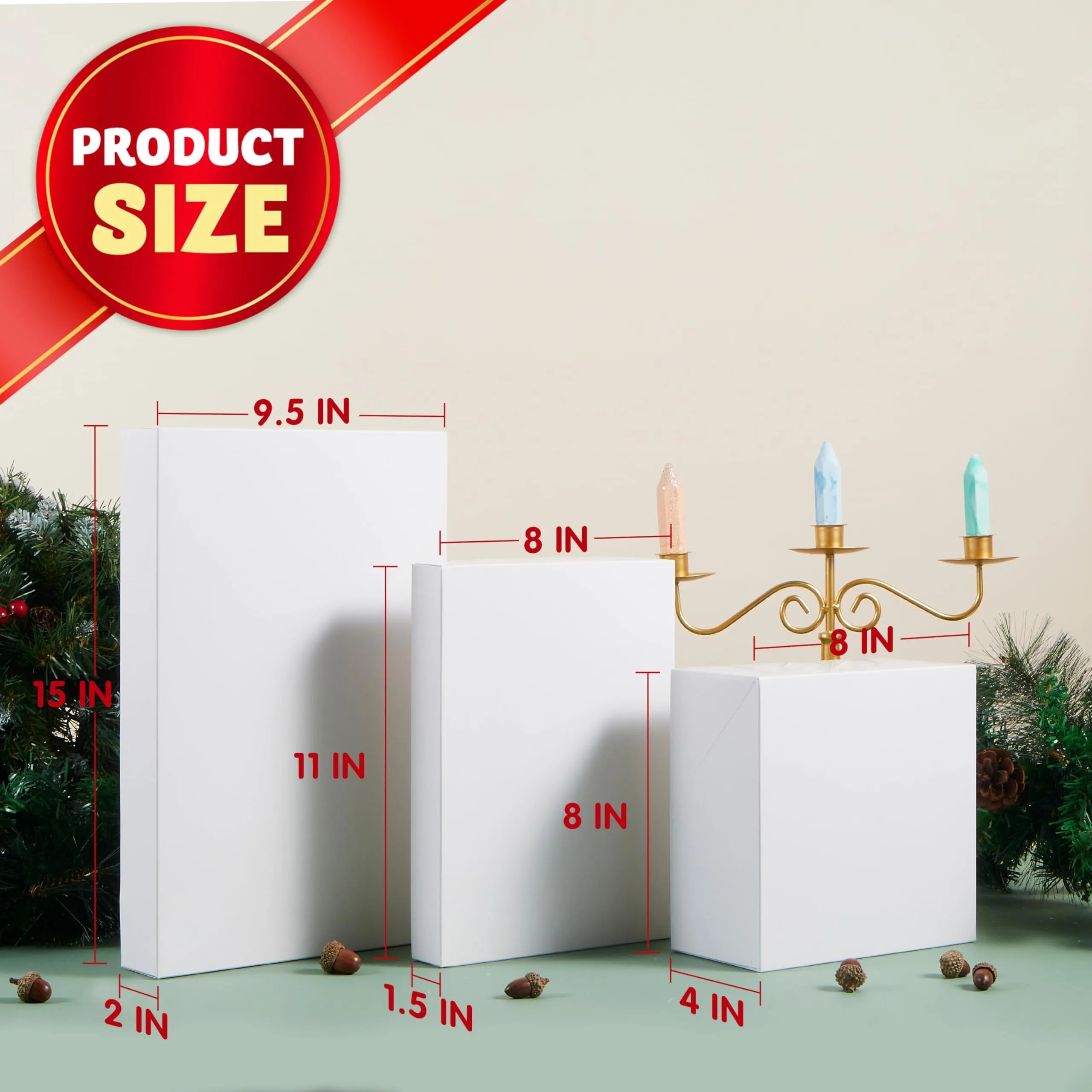 12 Pcs White Cardboard Xmas Gift Boxes include 6 Medium Size Boxes for Shirts - Image 8