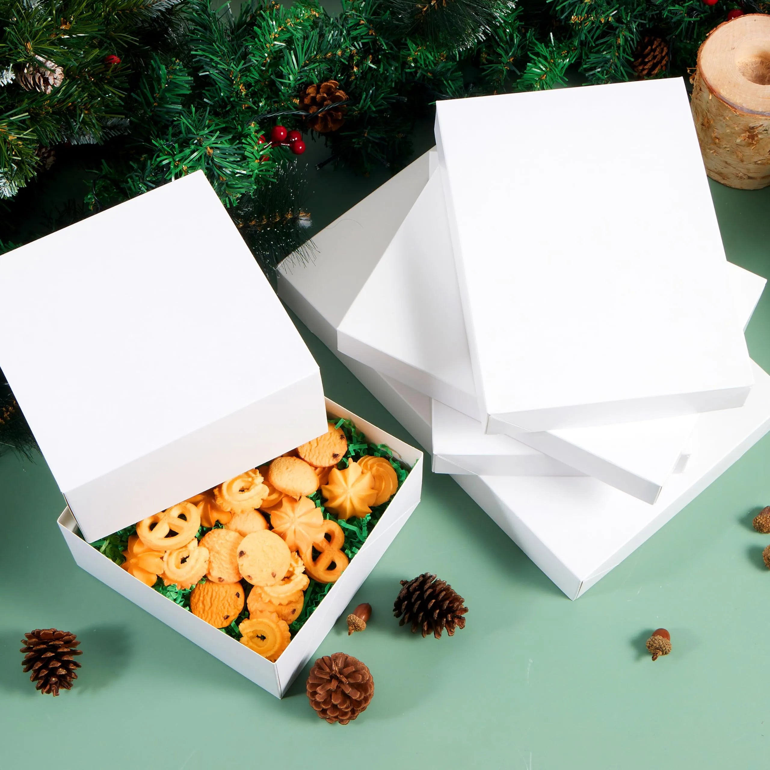12 Pcs White Cardboard Xmas Gift Boxes include 6 Medium Size Boxes for Shirts - Image 6