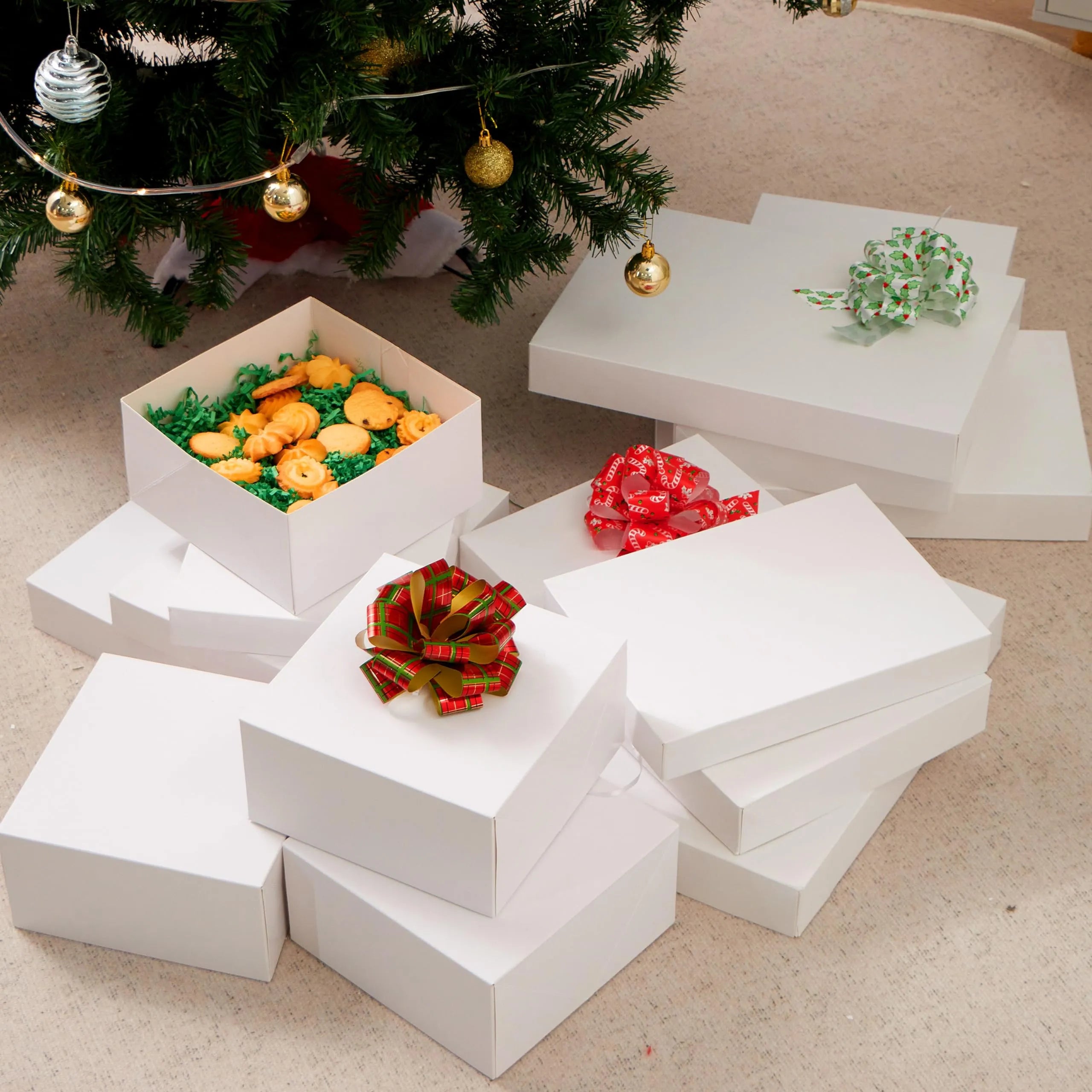 12 Pcs White Cardboard Xmas Gift Boxes include 6 Medium Size Boxes for Shirts - Image 7