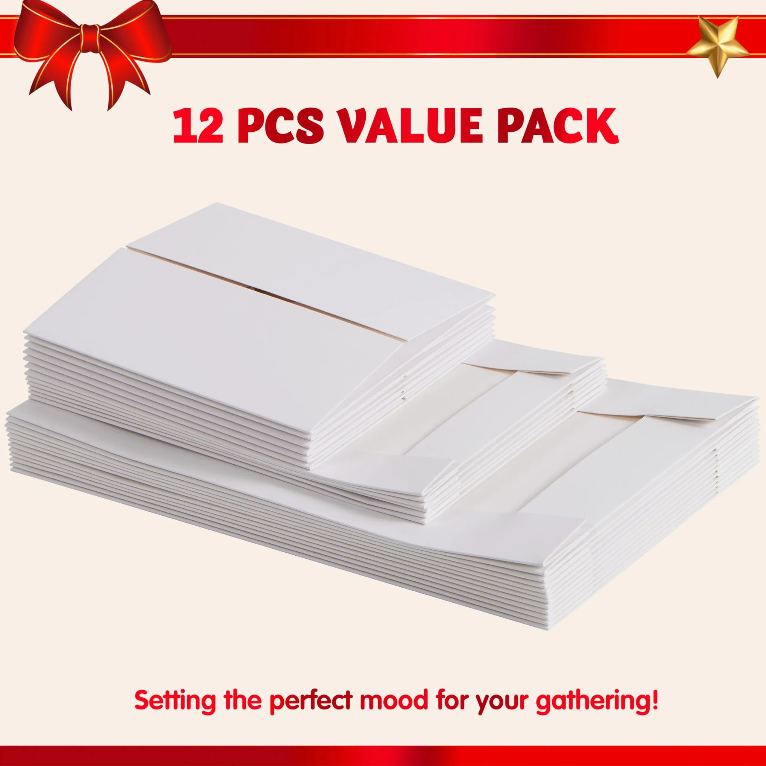 12 Pcs White Cardboard Xmas Gift Boxes include 6 Medium Size Boxes for Shirts - Image 2