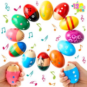 12 Pcs Wooden Egg Shakers Maracas for Party & Classroom