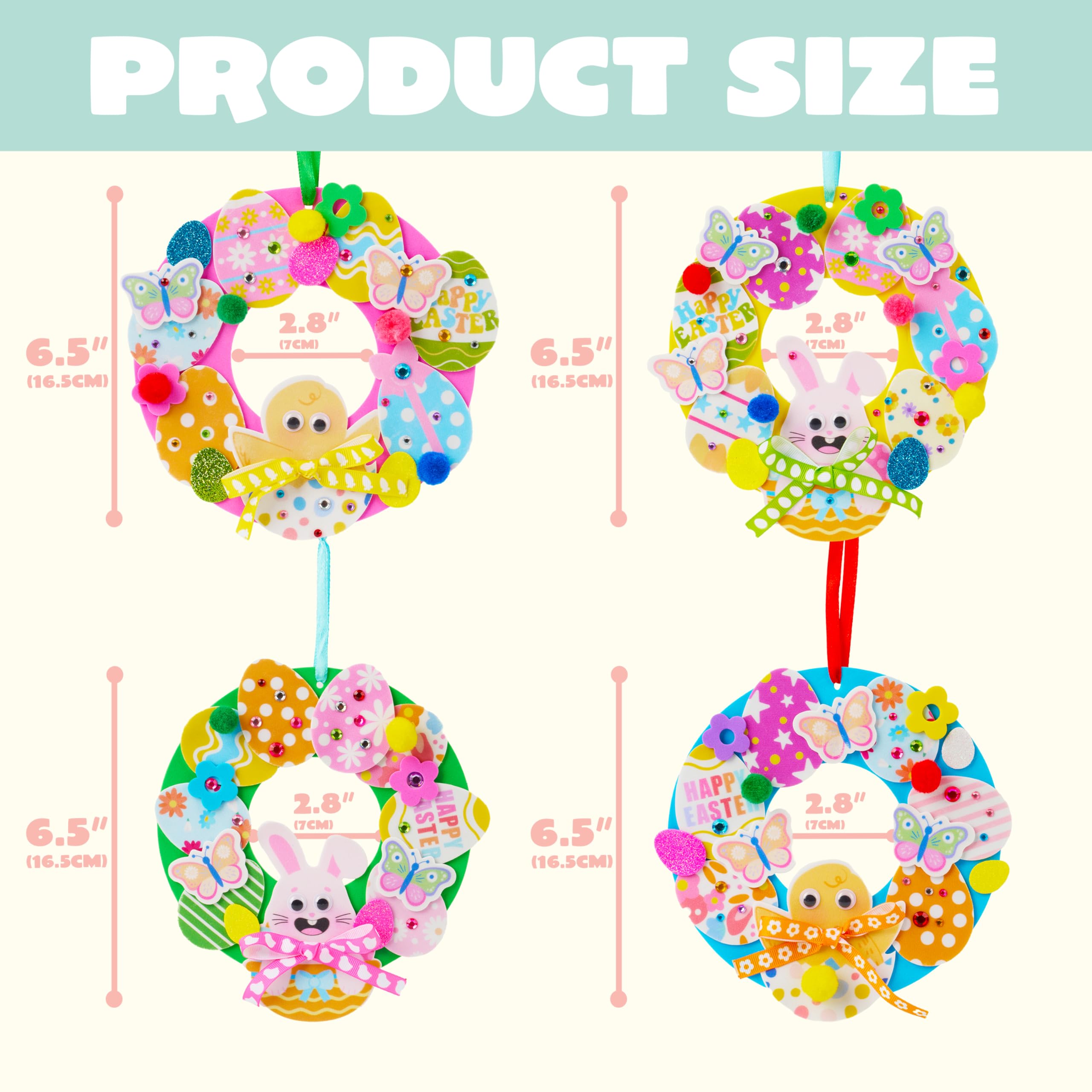 12 Sets Easter Wreath DIY Foam Craft Kit for Kids Party Activities - Image 4