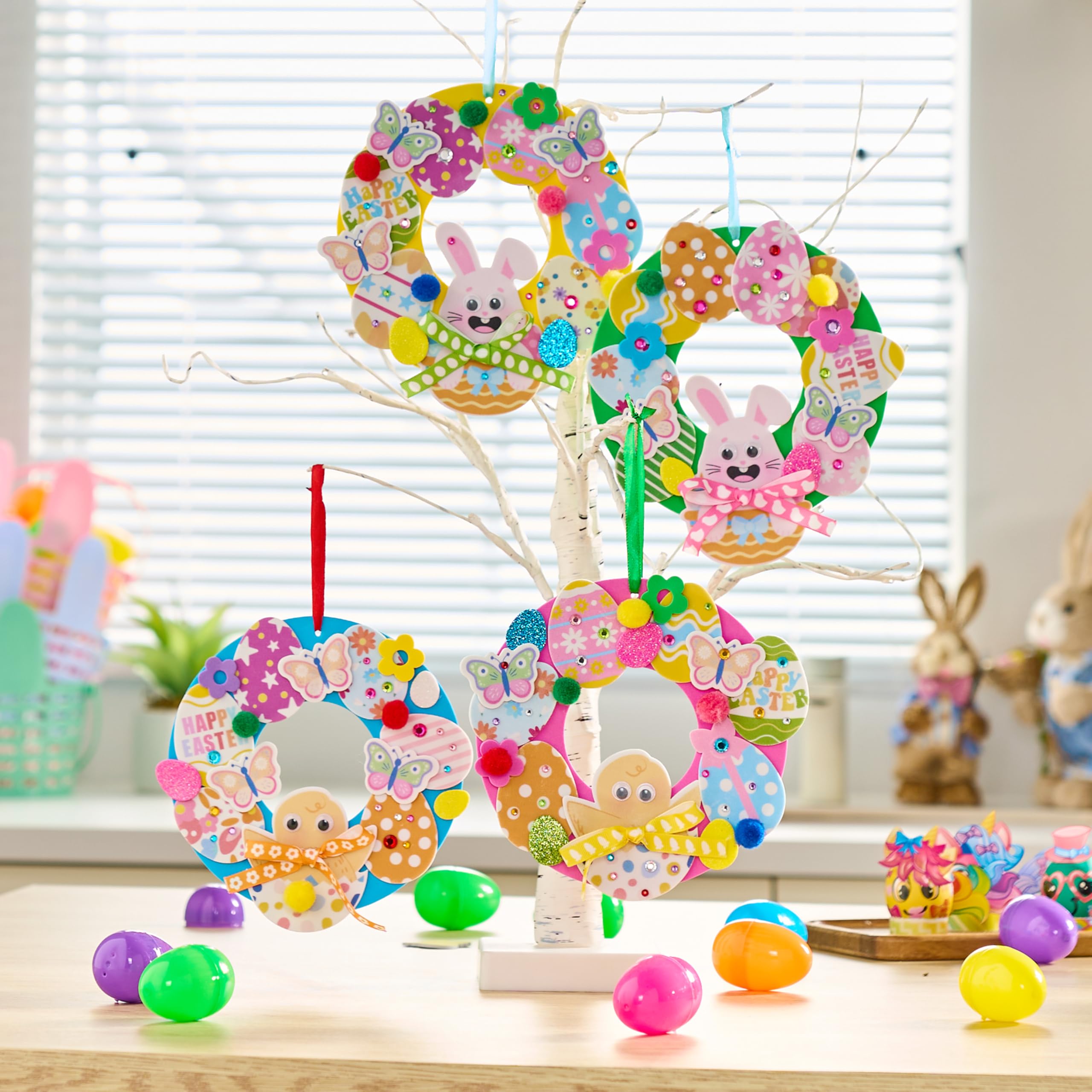 12 Sets Easter Wreath DIY Foam Craft Kit for Kids Party Activities - Image 7