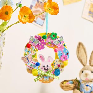 12 Sets Easter Wreath DIY Foam Craft Kit for Kids Party Activities