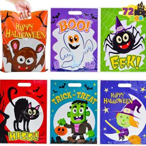 6 Characters Halloween Plastic Goodie Bags, 72 Pcs