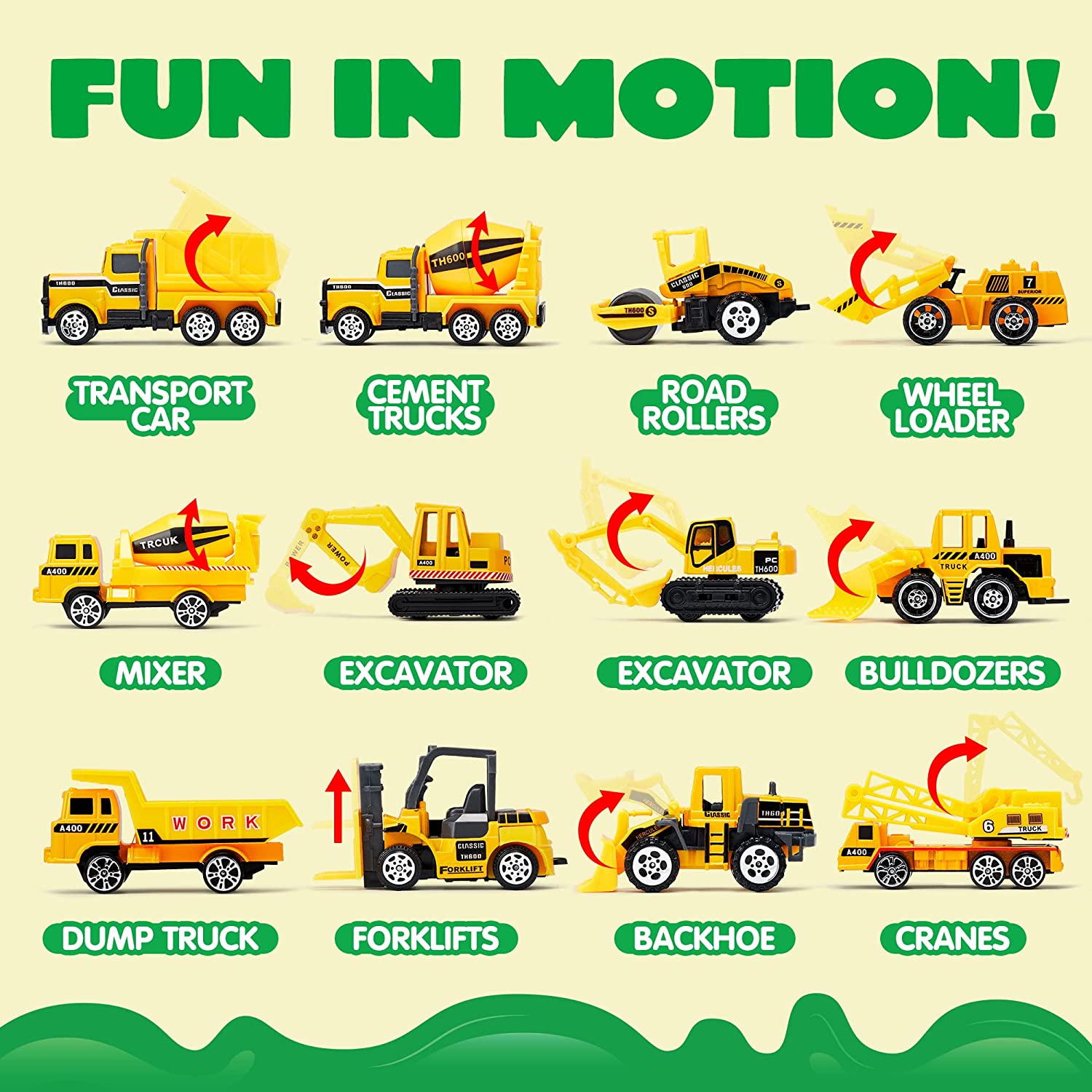 25 in 1 Die-cast Construction Truck Toy Set - Image 3