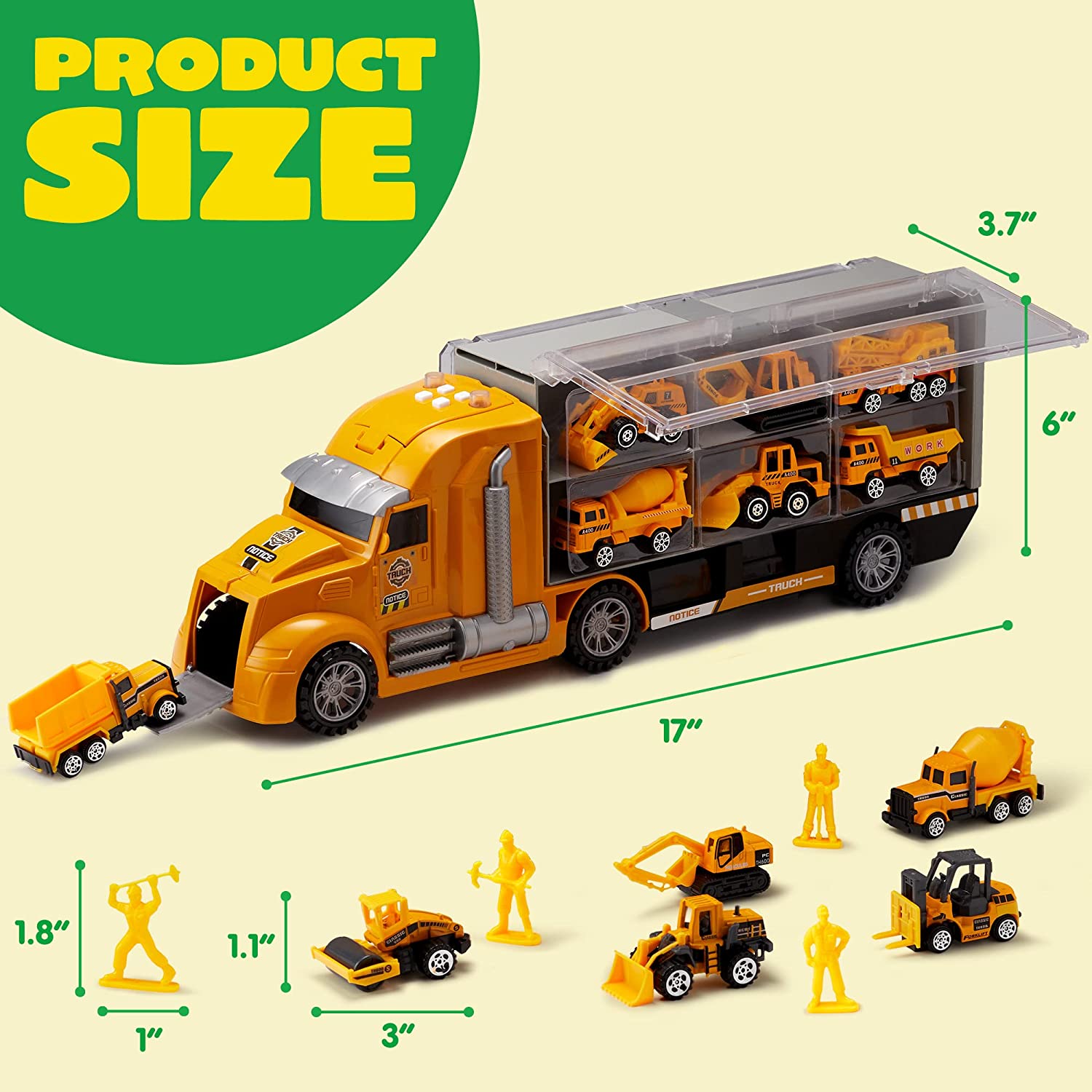 25 in 1 Die-cast Construction Truck Toy Set - Image 7