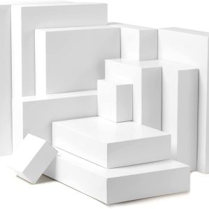 White Box with Assorted Size Design and Stickers, 12 Pcs