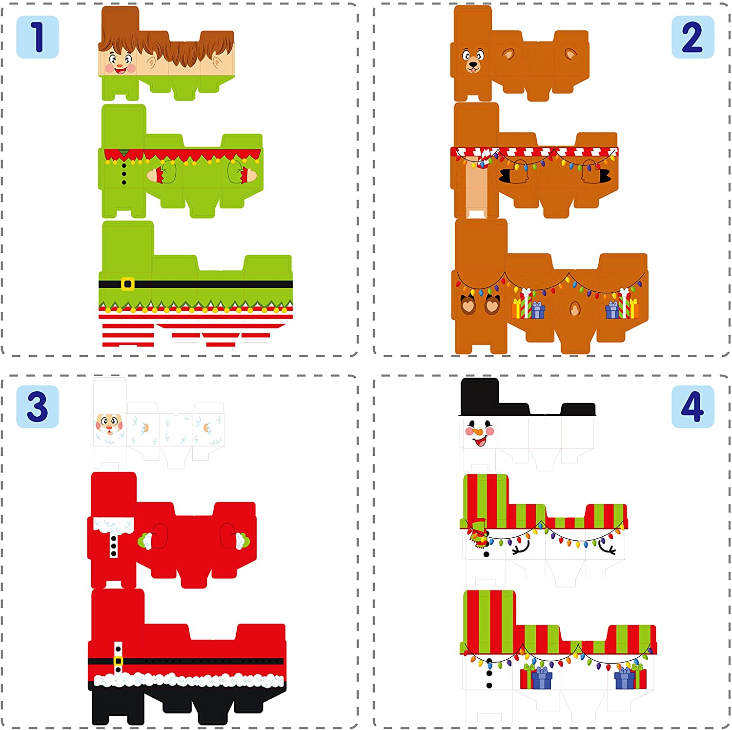 4 Christmas Characters Style Stacking Nesting Set of Boxes, 12 Pcs - Image 3
