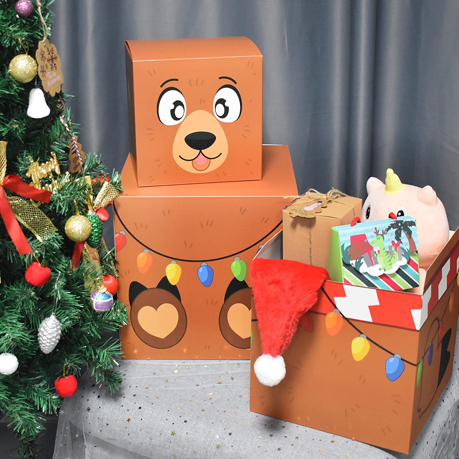 4 Christmas Characters Style Stacking Nesting Set of Boxes, 12 Pcs - Image 4