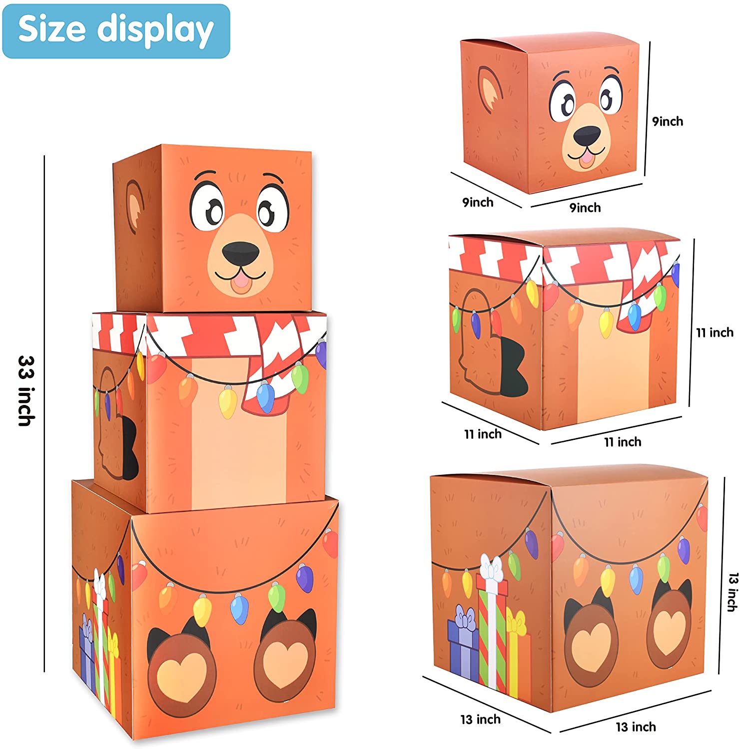 4 Christmas Characters Style Stacking Nesting Set of Boxes, 12 Pcs - Image 6