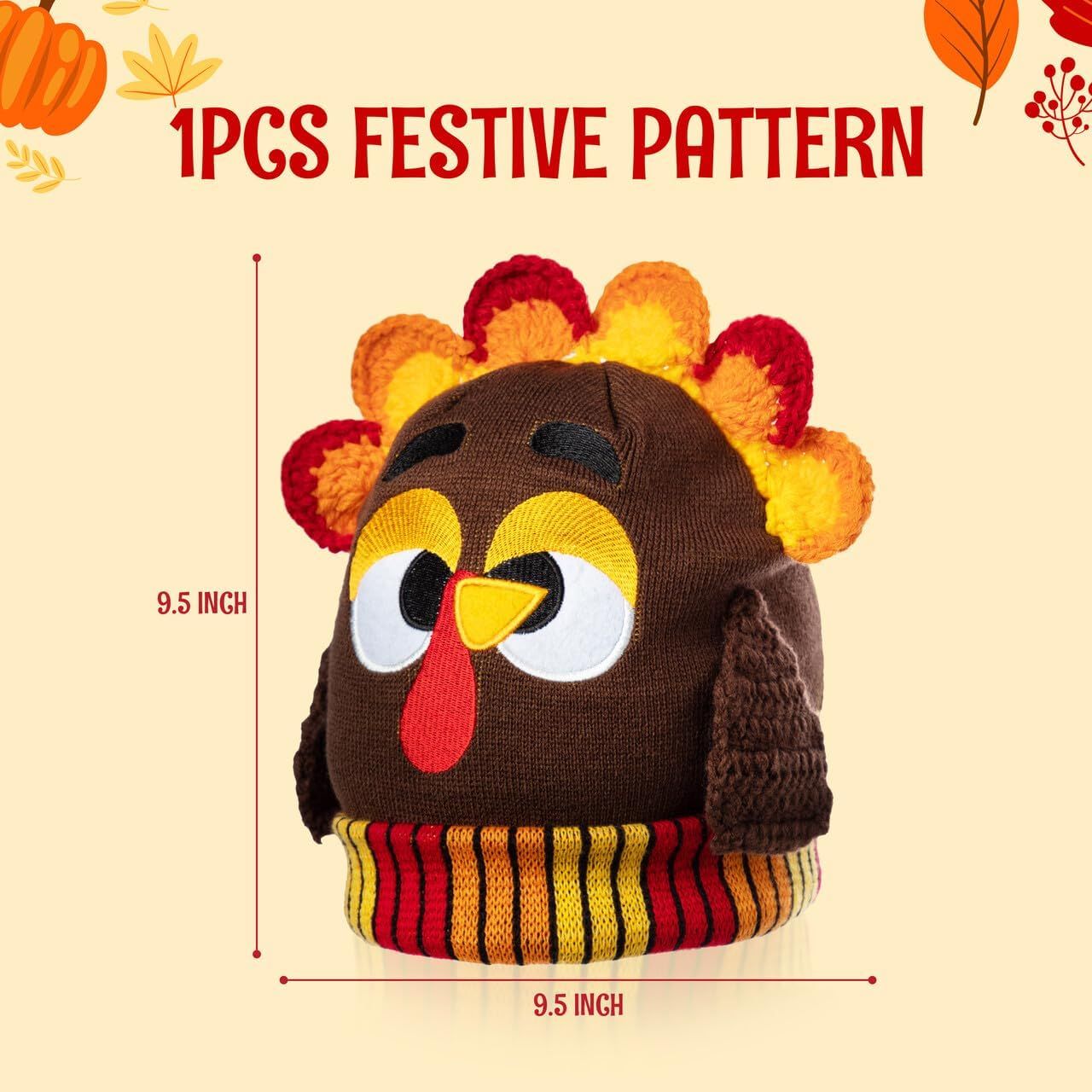 Thanksgiving Cute Pom Turkey Beanie Knitted Hat - Image 5