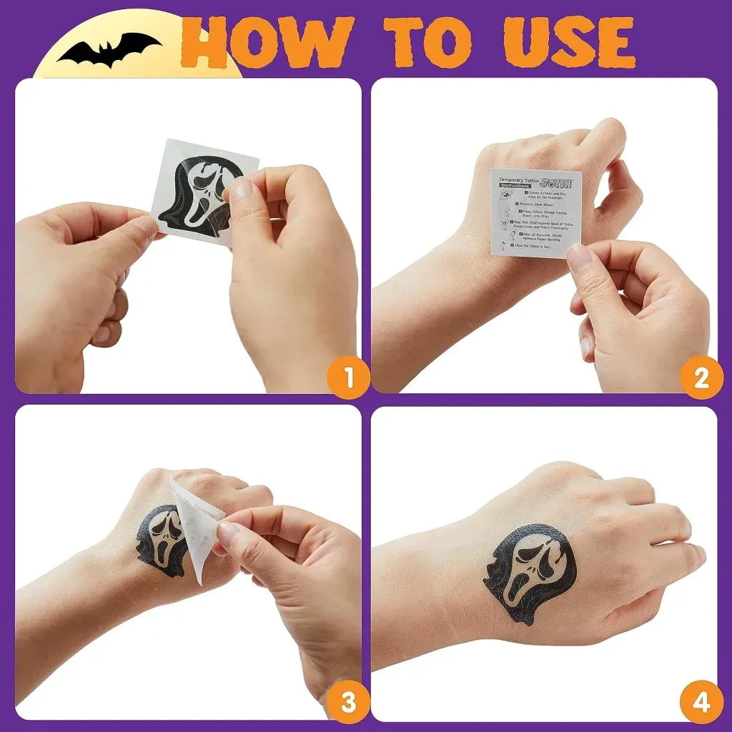144 PCS Halloween Glowing Temporary Tattoos for Kids, 12 Designs Luminous Tattoo stickers - Image 6