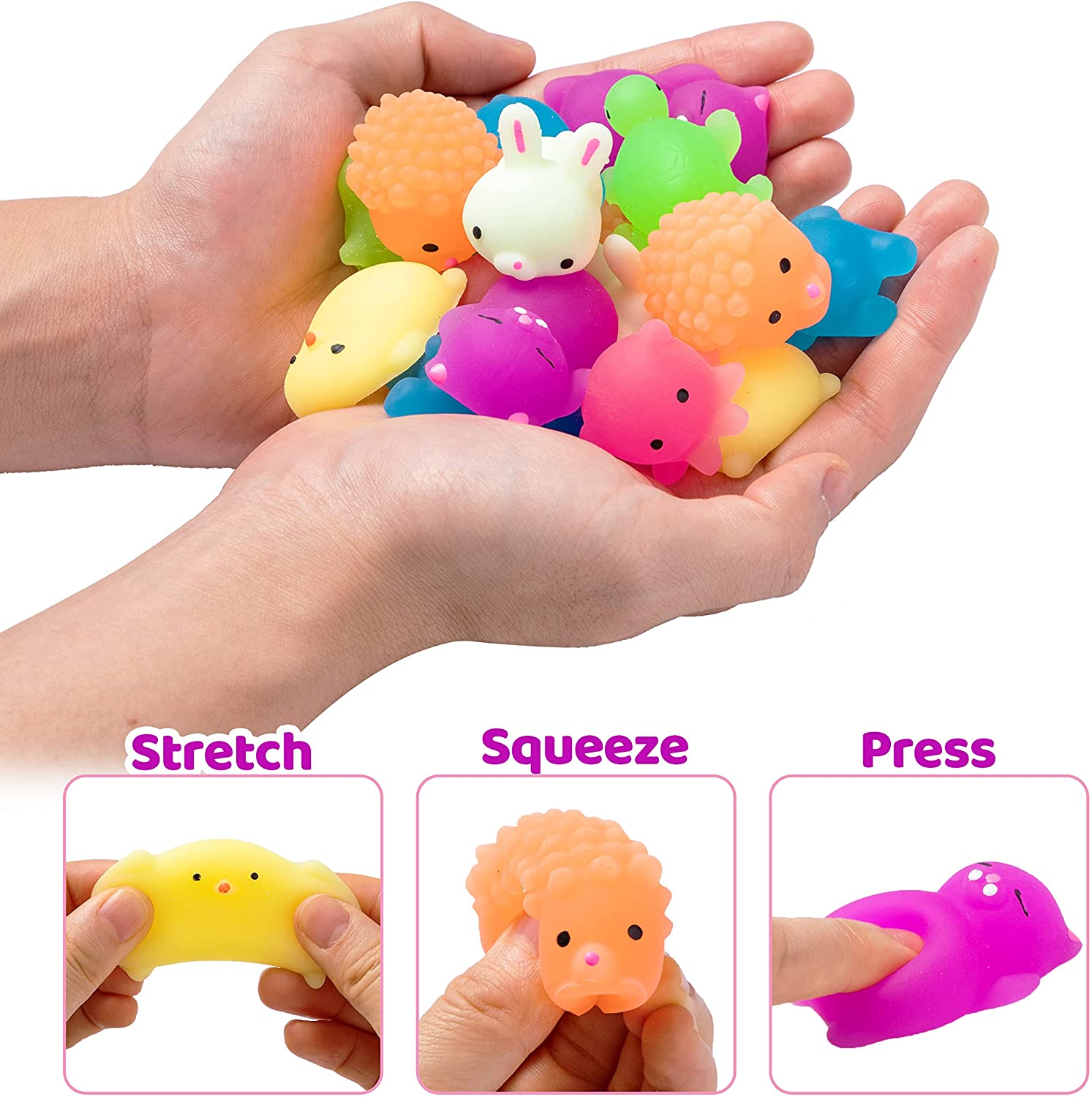 28Pcs Mochi Squishy Toys with Glow-in-The-Dark Kids Valentines Exchange Cards - Image 2