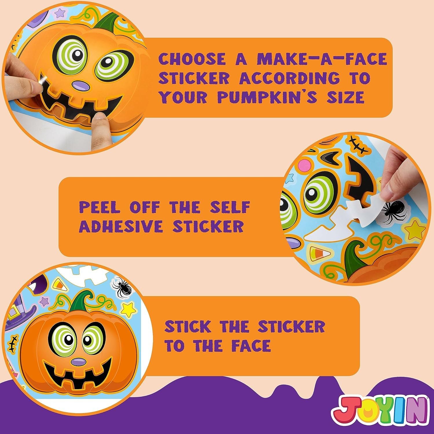 48PCS Halloween Pumpkin Make-a-face Sticker Sheets - Image 5