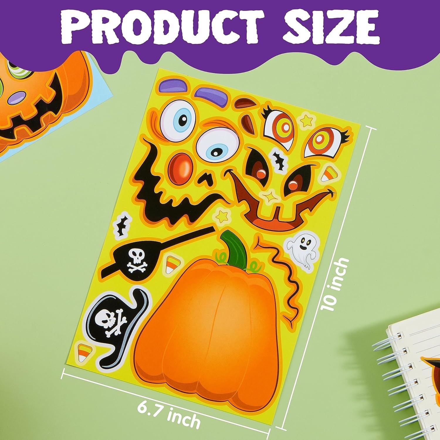 48PCS Halloween Pumpkin Make-a-face Sticker Sheets - Image 3