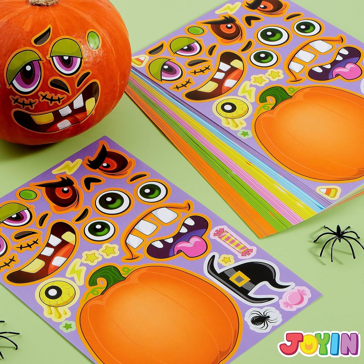 48PCS Halloween Pumpkin Make-a-face Sticker Sheets - Image 8