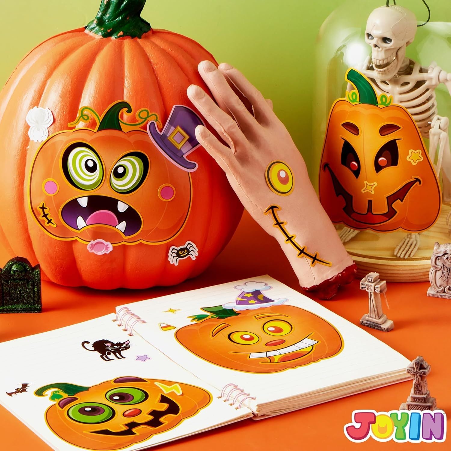 48PCS Halloween Pumpkin Make-a-face Sticker Sheets - Image 9