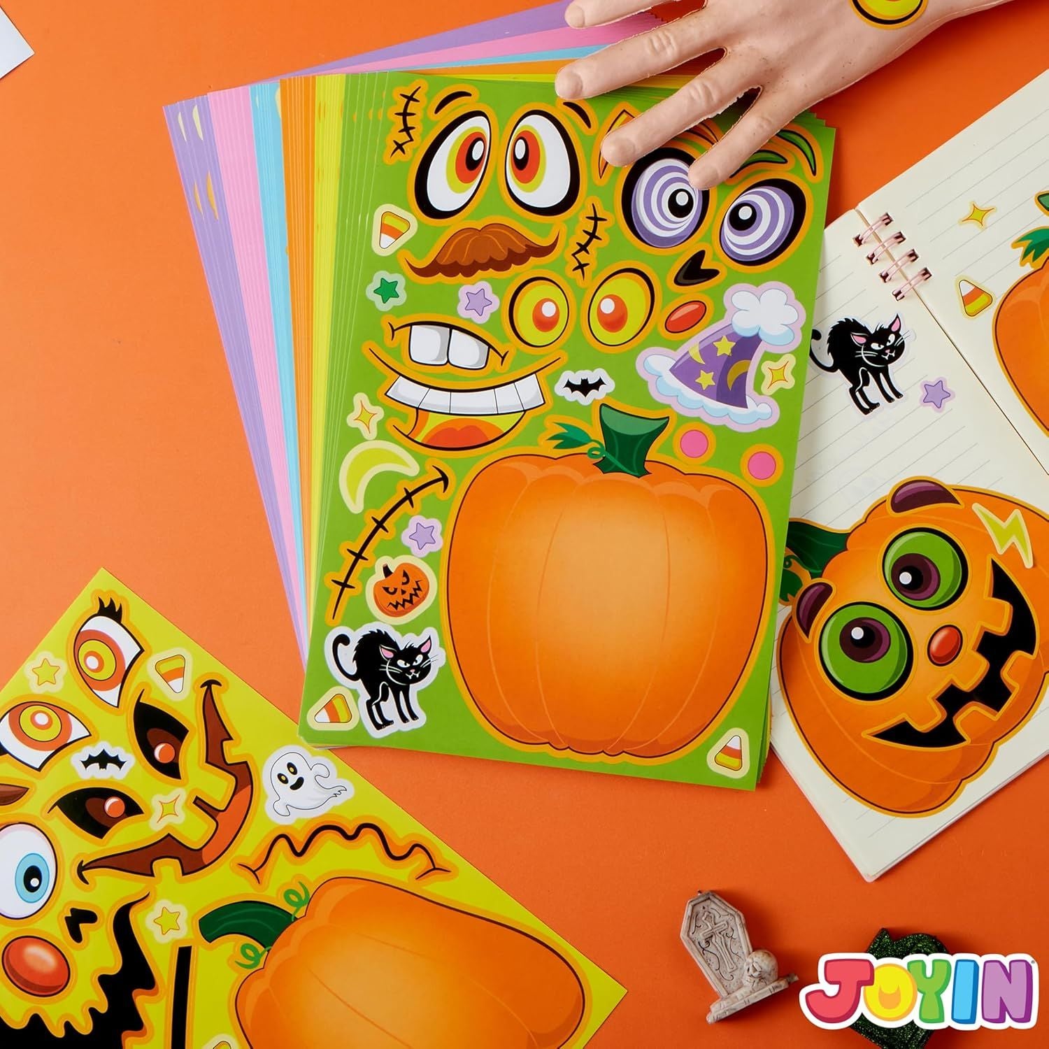 48PCS Halloween Pumpkin Make-a-face Sticker Sheets - Image 4
