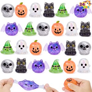 JOYIN 24PCS Halloween Mini Glitter Squishy Toys | Non-Candy Goodie Bag Favors