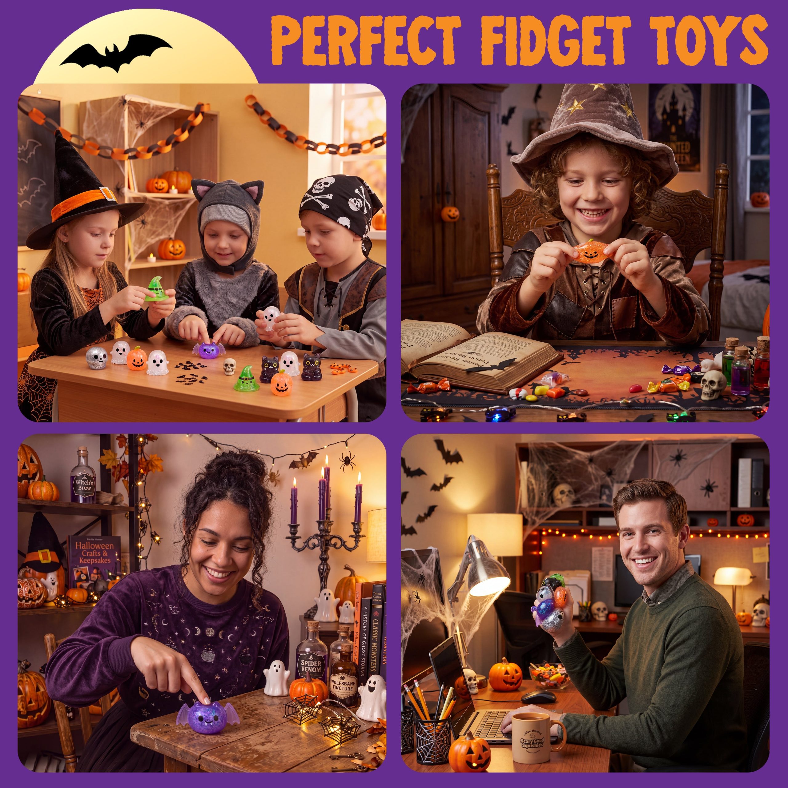 JOYIN 24PCS Halloween Mini Glitter Squishy Toys | Non-Candy Goodie Bag Favors - Image 5