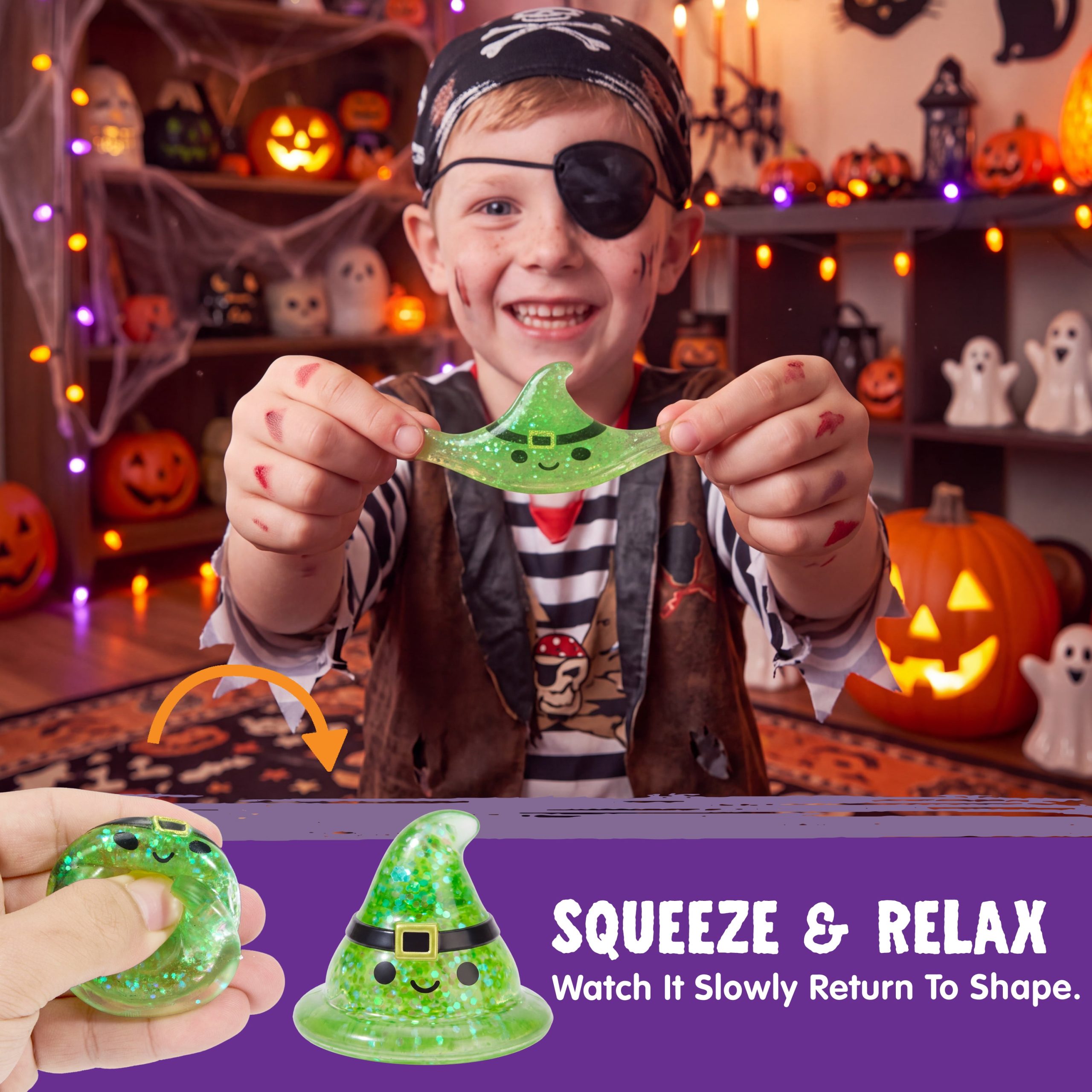 JOYIN 24PCS Halloween Mini Glitter Squishy Toys | Non-Candy Goodie Bag Favors - Image 4