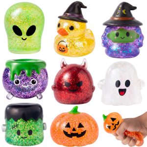 JOYIN 8 Pcs Halloween Glitter Squishy Toys