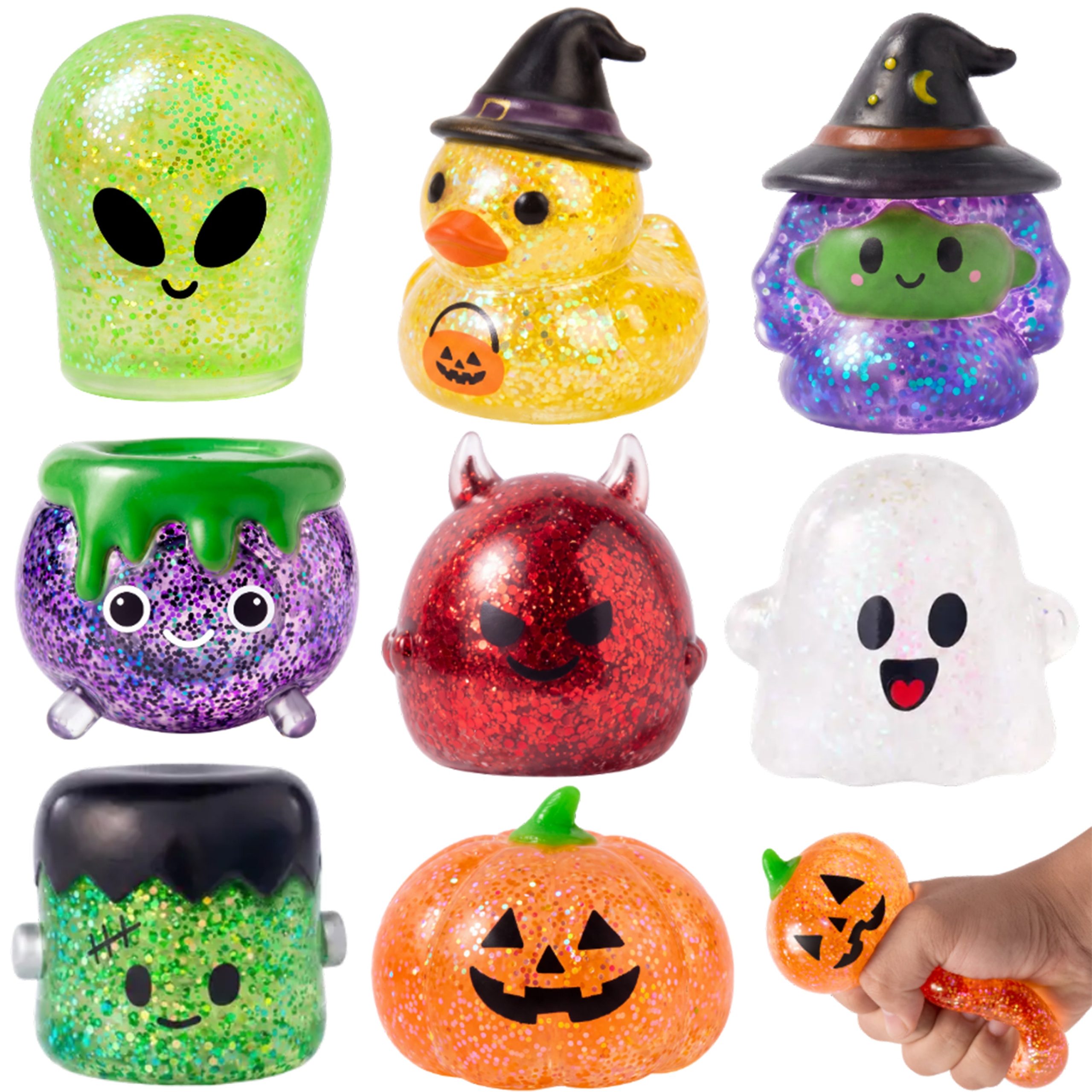 JOYIN 8 Pcs Halloween Glitter Squishy Toys