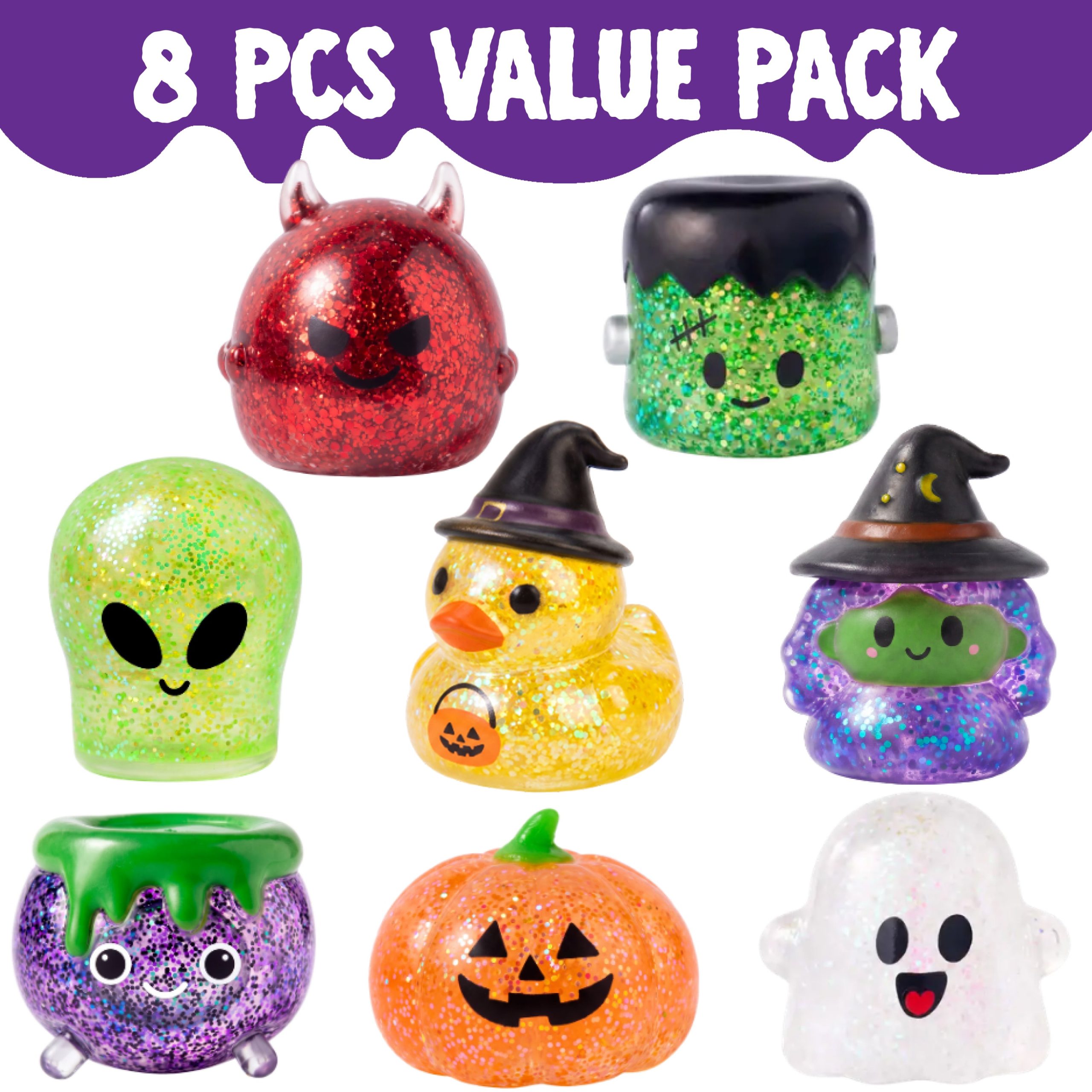 JOYIN 8 Pcs Halloween Glitter Squishy Toys - Image 2