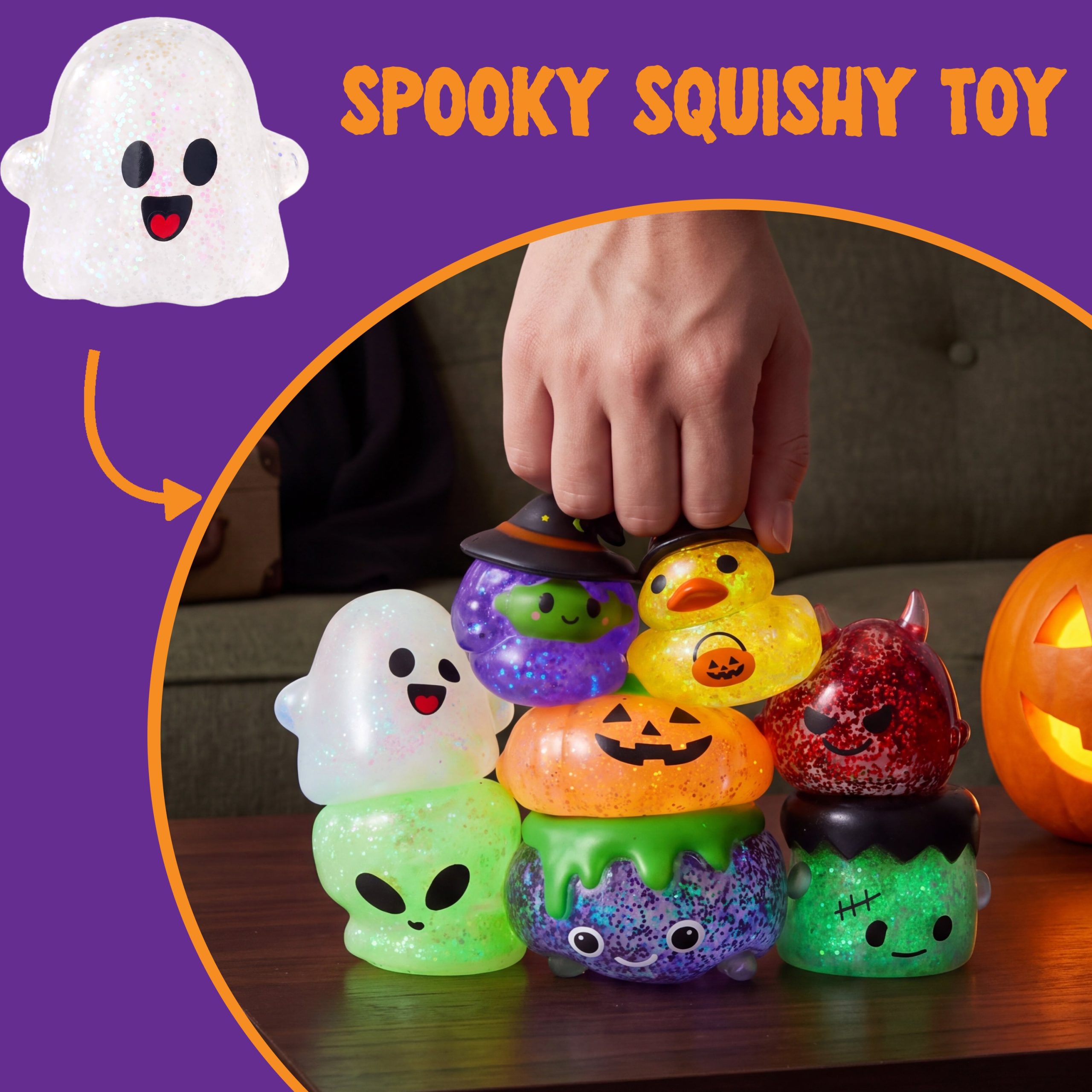 JOYIN 8 Pcs Halloween Glitter Squishy Toys - Image 7