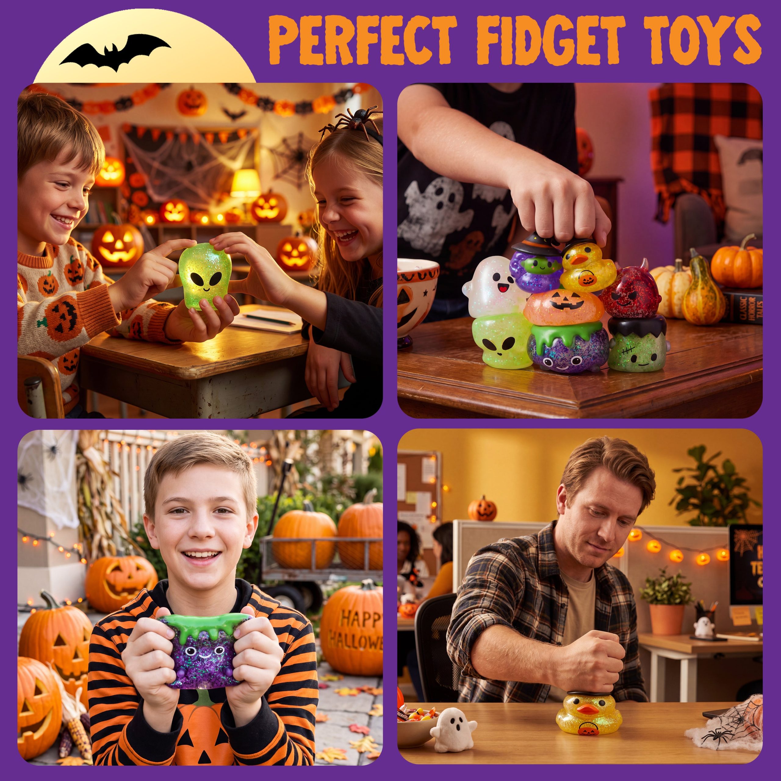 JOYIN 8 Pcs Halloween Glitter Squishy Toys - Image 8