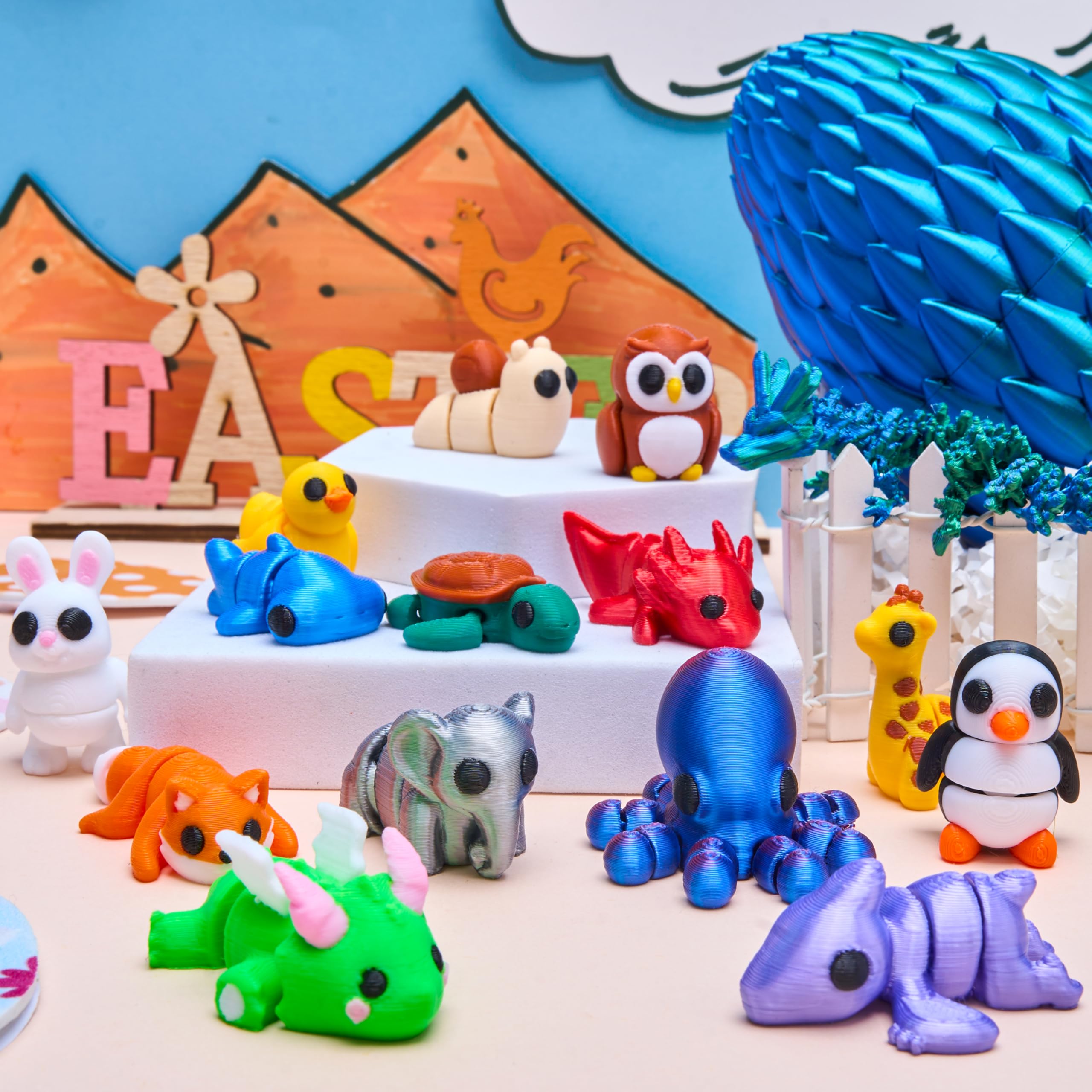 15 Pcs 3D Printed Articulated Fidget Toys, Mini Animals & Dragon Egg, Easter Party Favors for Kids - Image 2