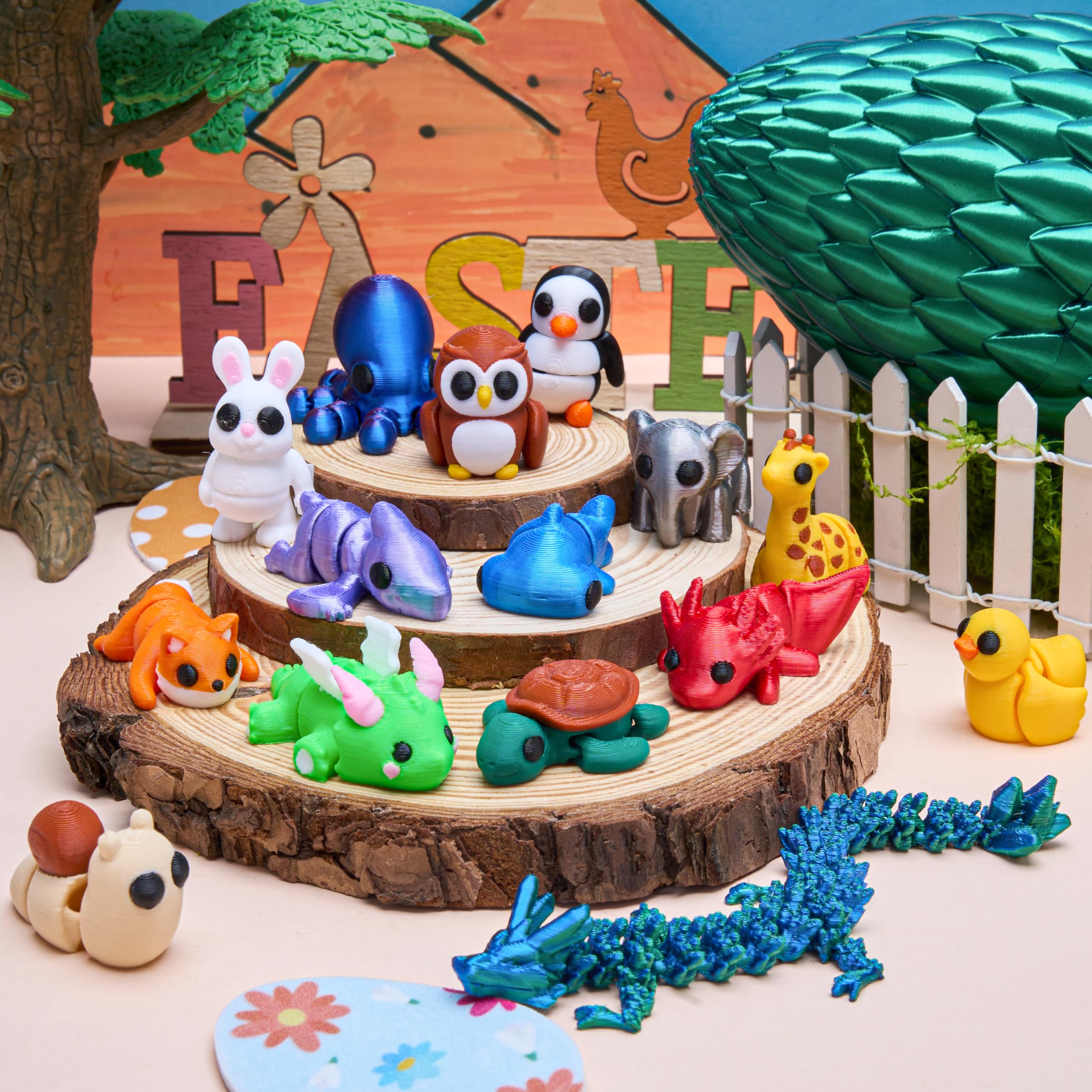 15 Pcs 3D Printed Articulated Fidget Toys, Mini Animals & Dragon Egg, Easter Party Favors for Kids - Image 7