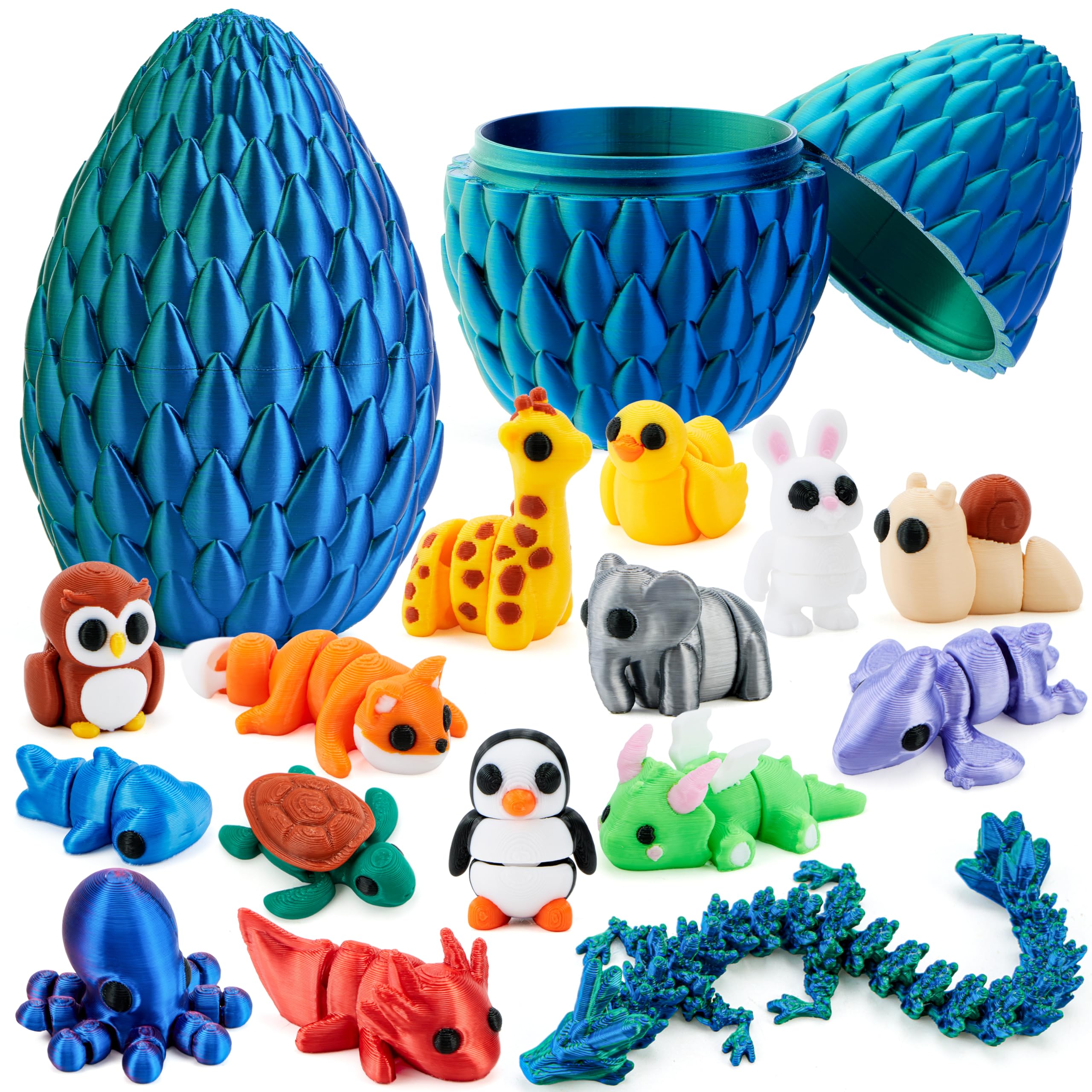 15 Pcs 3D Printed Articulated Fidget Toys, Mini Animals & Dragon Egg, Easter Party Favors for Kids - Image 8