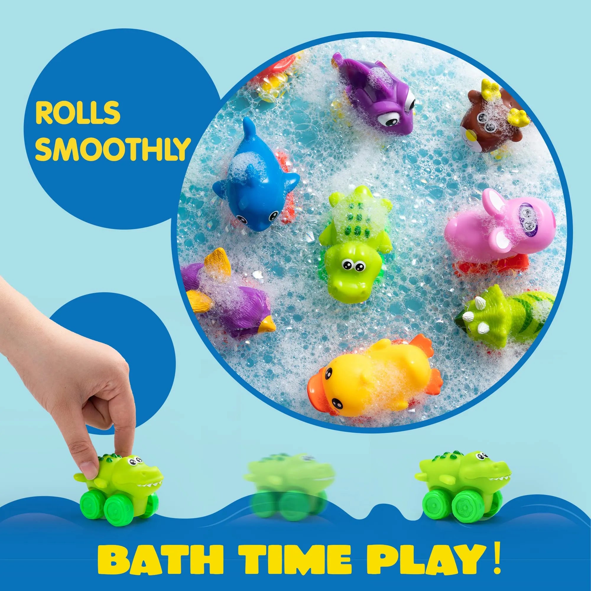 16Pcs Animal Soft Rubber Car Set Toy, Baby Mini Bath Toy Cars - Image 2
