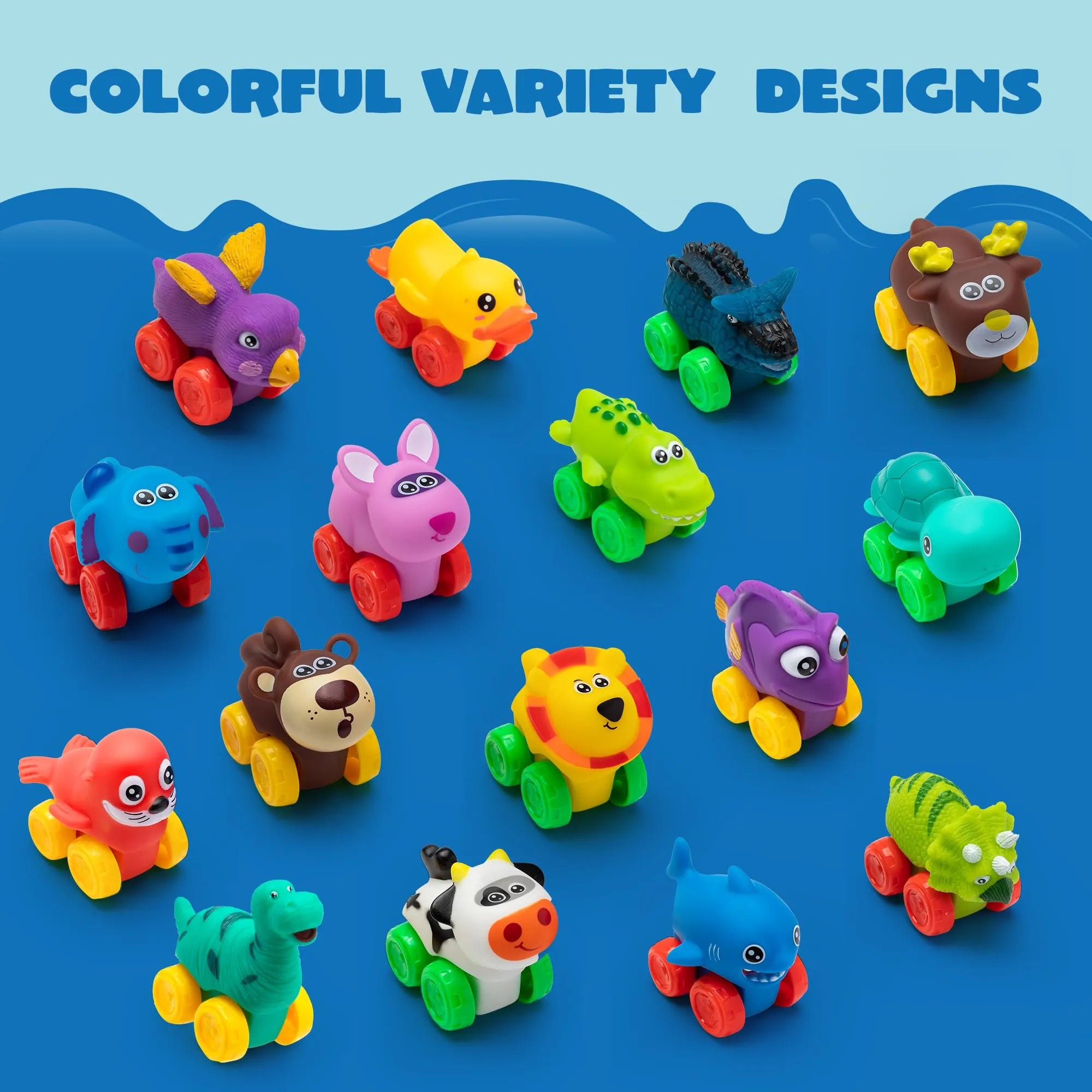 16Pcs Animal Soft Rubber Car Set Toy, Baby Mini Bath Toy Cars - Image 5