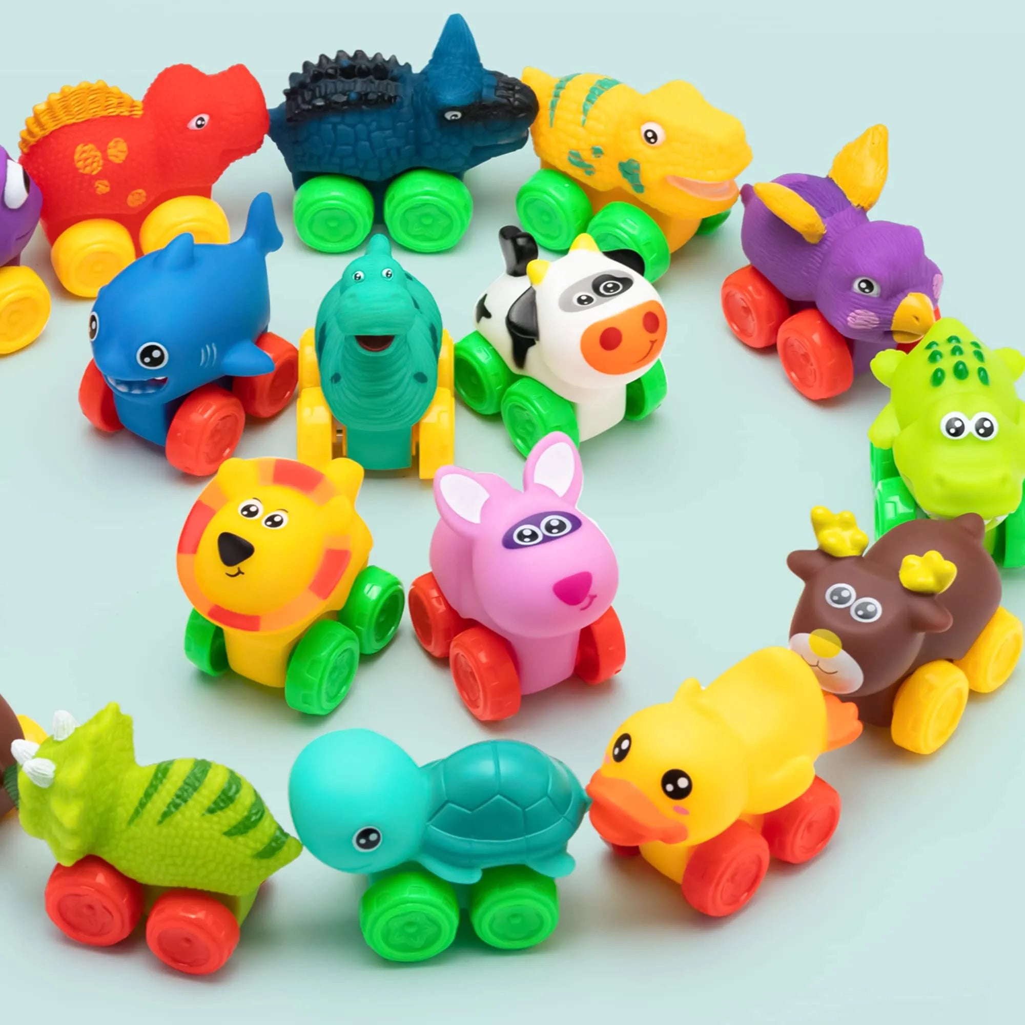 16Pcs Animal Soft Rubber Car Set Toy, Baby Mini Bath Toy Cars - Image 6