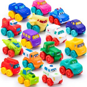 16Pcs Rubber Mini Vehicles