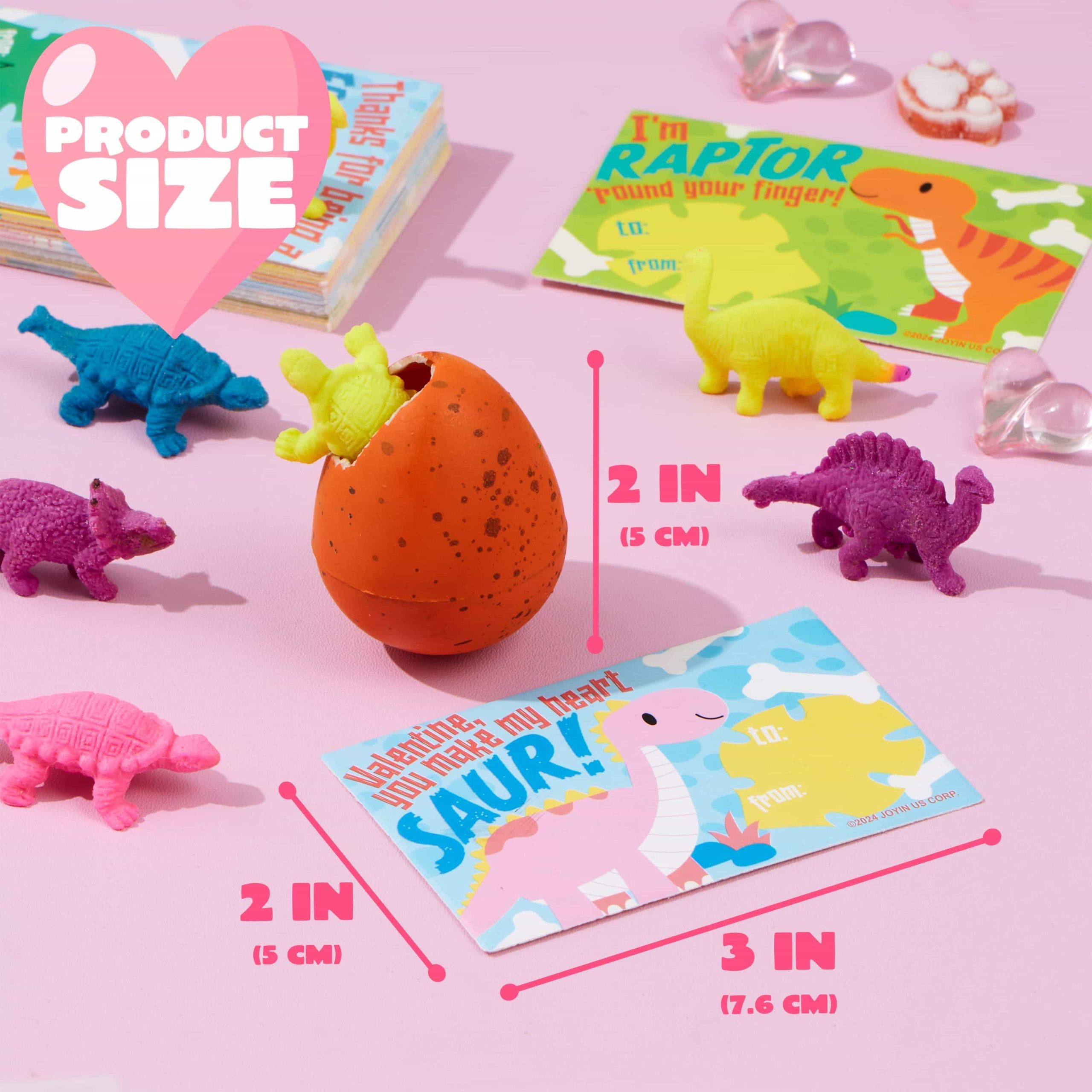 30 Packs Valentines Day Cards with Hatch Growing Dinosaur Eggs Toys with Hangers - Image 6