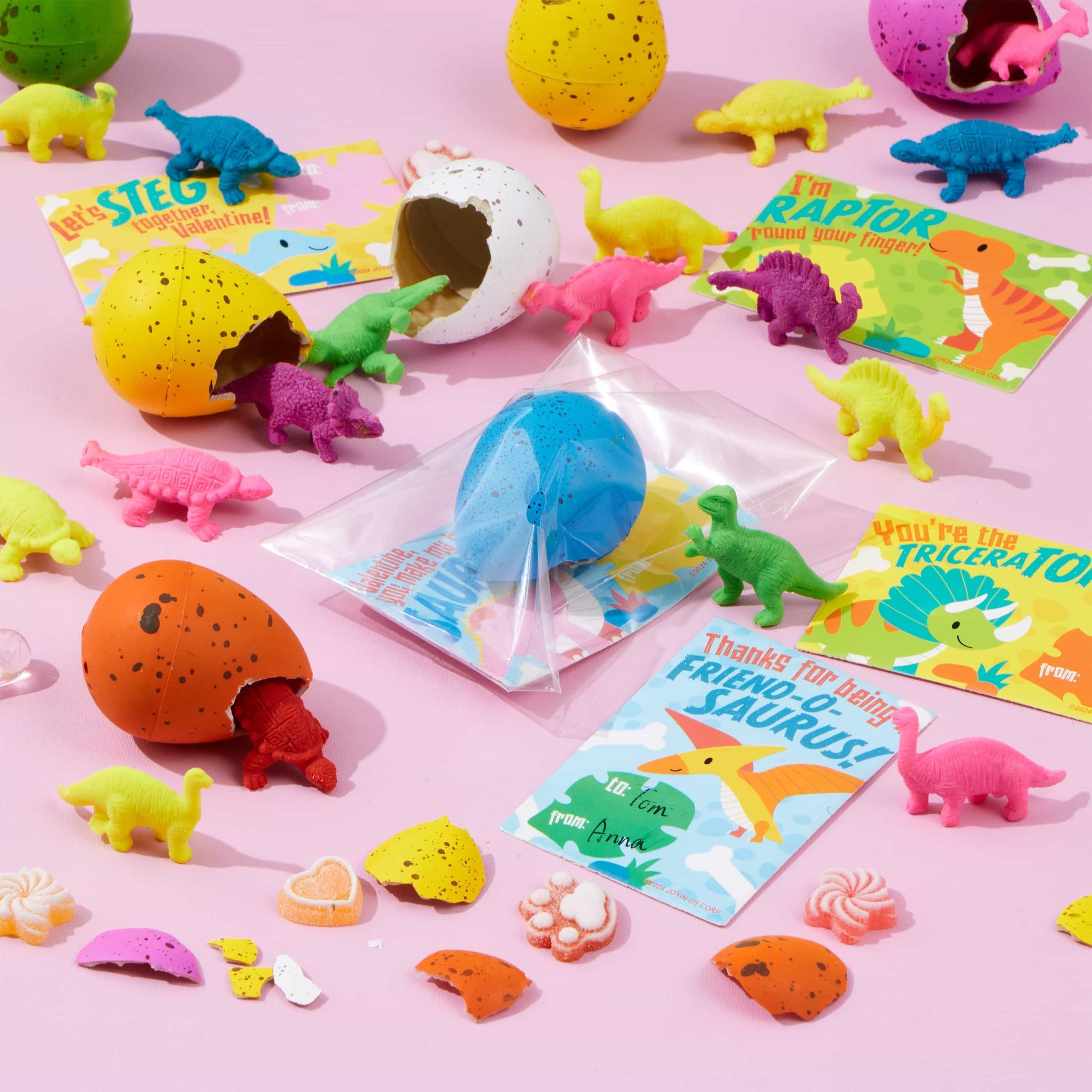 30 Packs Valentines Day Cards with Hatch Growing Dinosaur Eggs Toys with Hangers - Image 7