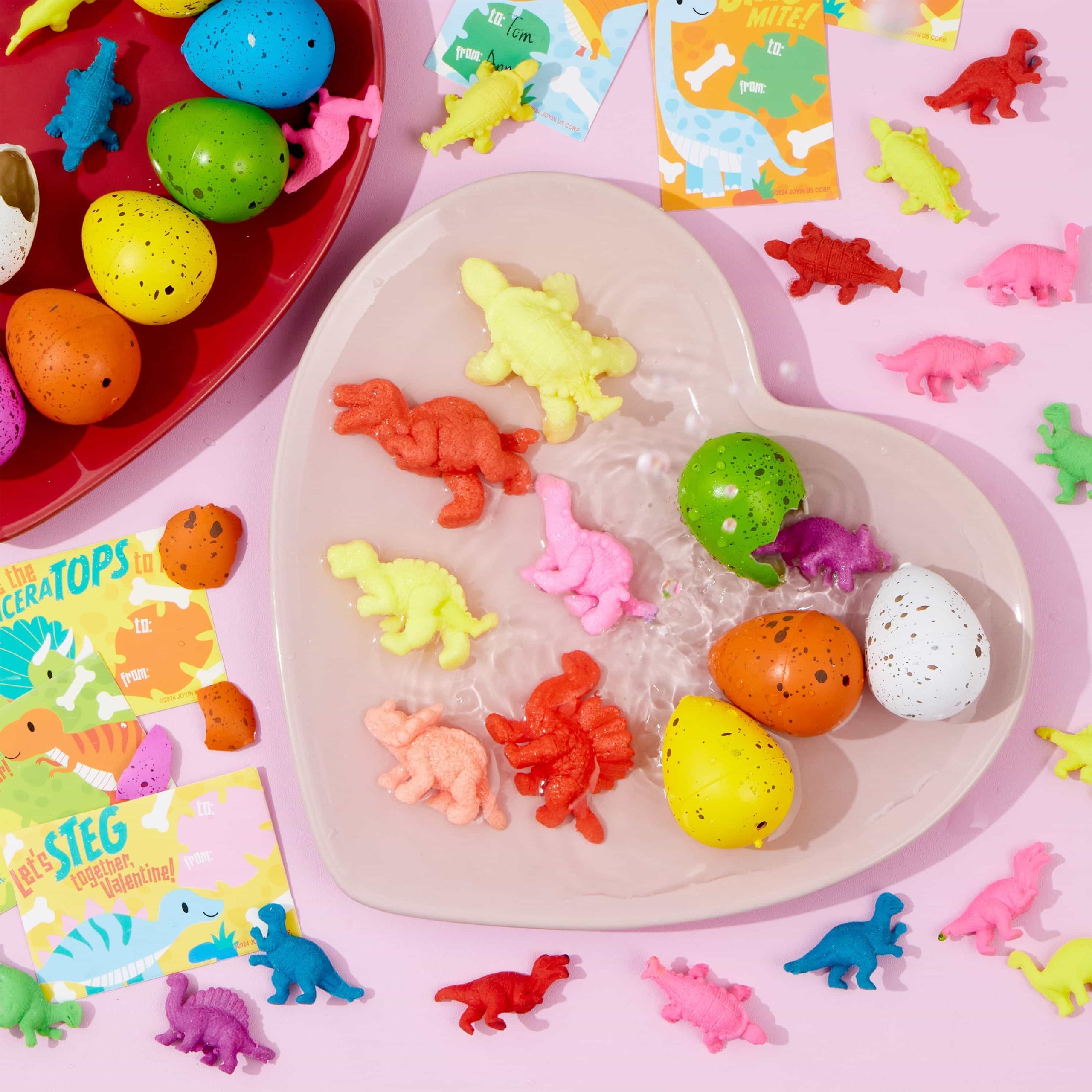 30 Packs Valentines Day Cards with Hatch Growing Dinosaur Eggs Toys with Hangers - Image 8