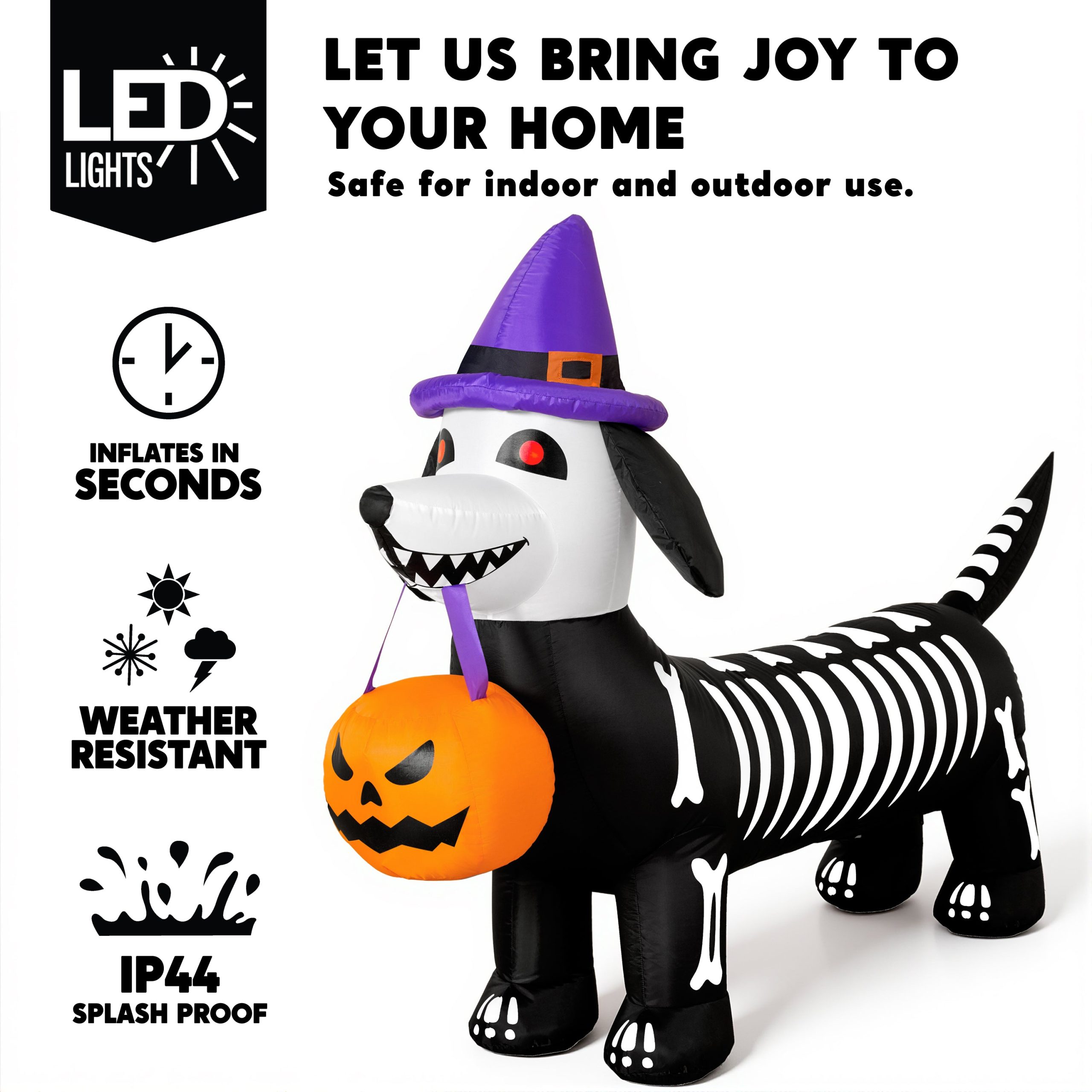 Glowing Skeleton Dog 5.7ft – Blow-Up Pumpkin Yard Decor - Image 3
