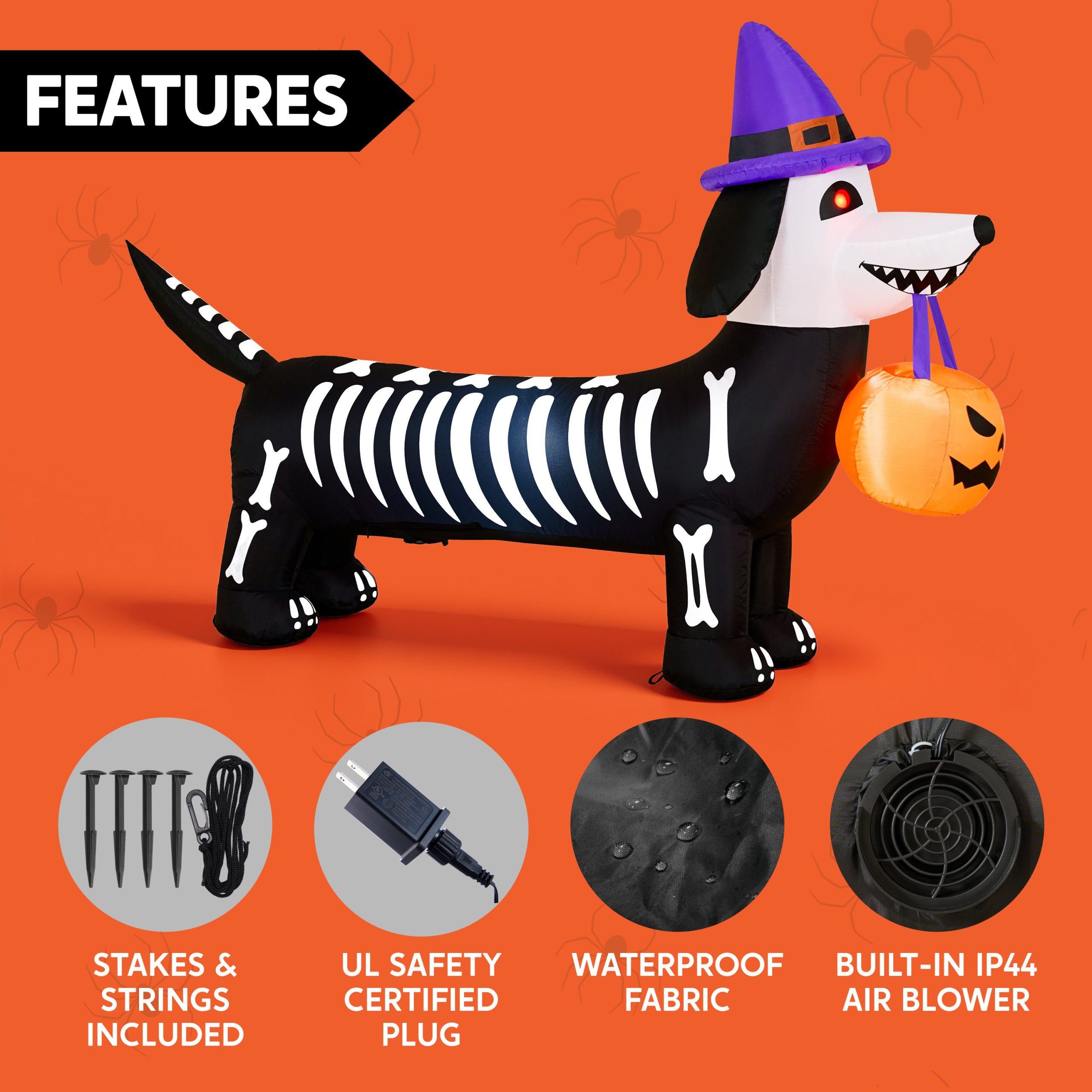 Glowing Skeleton Dog 5.7ft – Blow-Up Pumpkin Yard Decor - Image 5