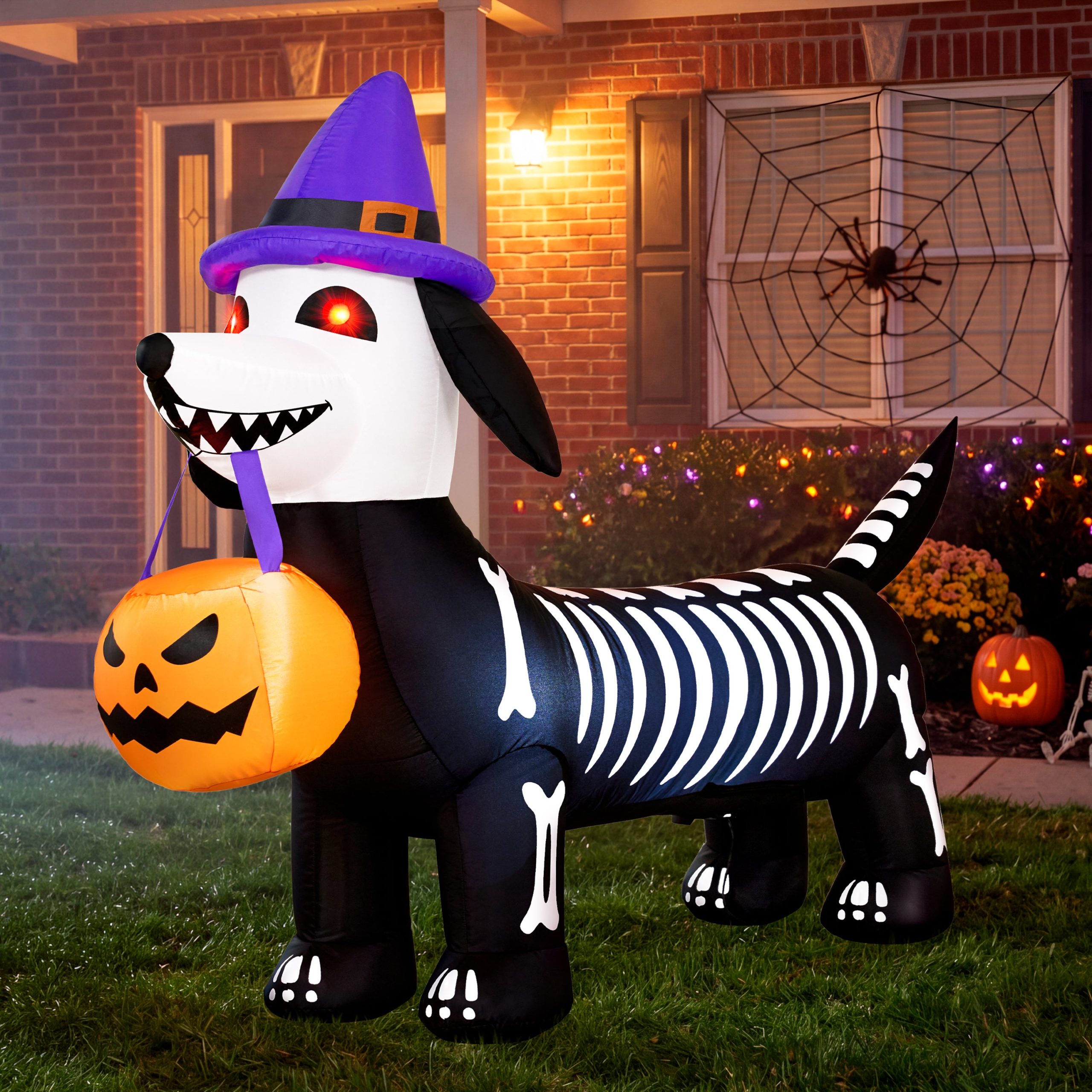 Glowing Skeleton Dog 5.7ft – Blow-Up Pumpkin Yard Decor - Image 8