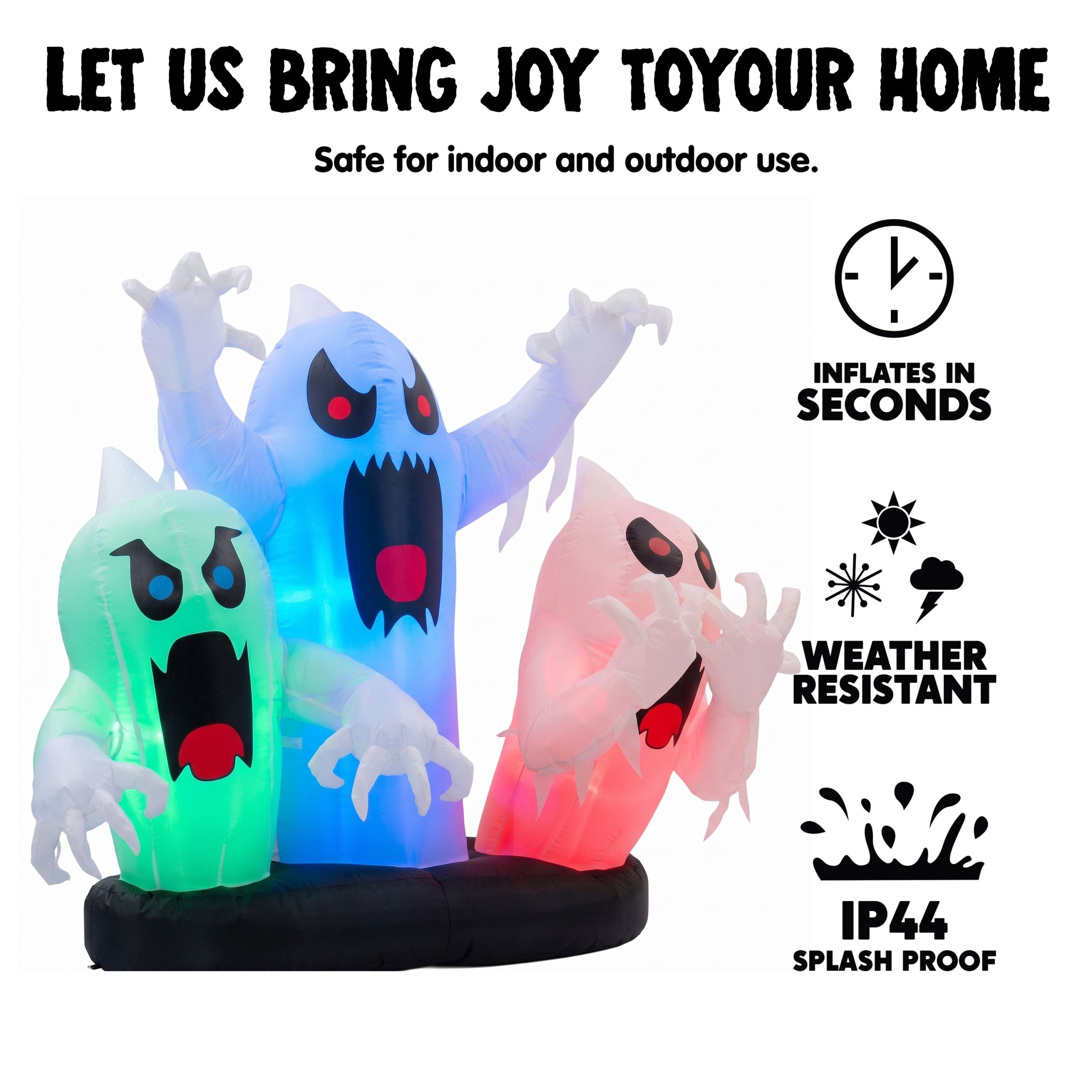JOYIN 5FT Halloween Inflatable Trunk or Treat Kit - Triple Ghost LED - Image 4