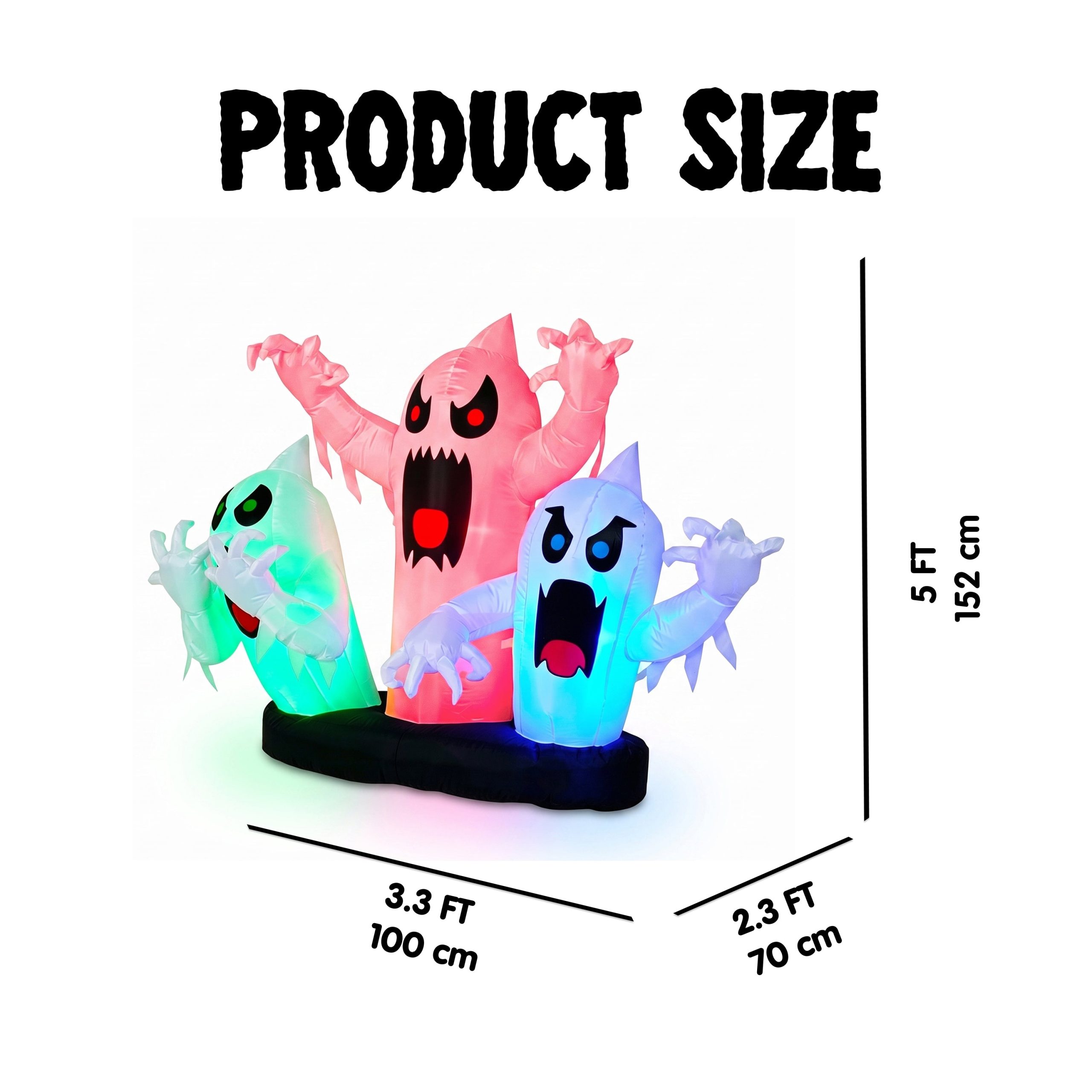 JOYIN 5FT Halloween Inflatable Trunk or Treat Kit - Triple Ghost LED - Image 5