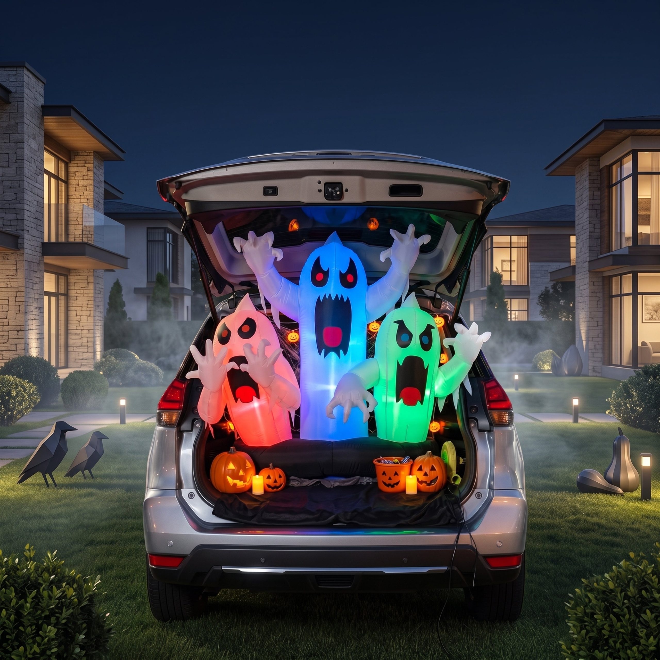 JOYIN 5FT Halloween Inflatable Trunk or Treat Kit - Triple Ghost LED - Image 6