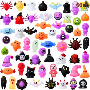 JOYIN 60 Pcs Halloween Mochi Squishy Toys Bulk - Non-Candy Trick or Treat Party Favors & Classroom Prizes