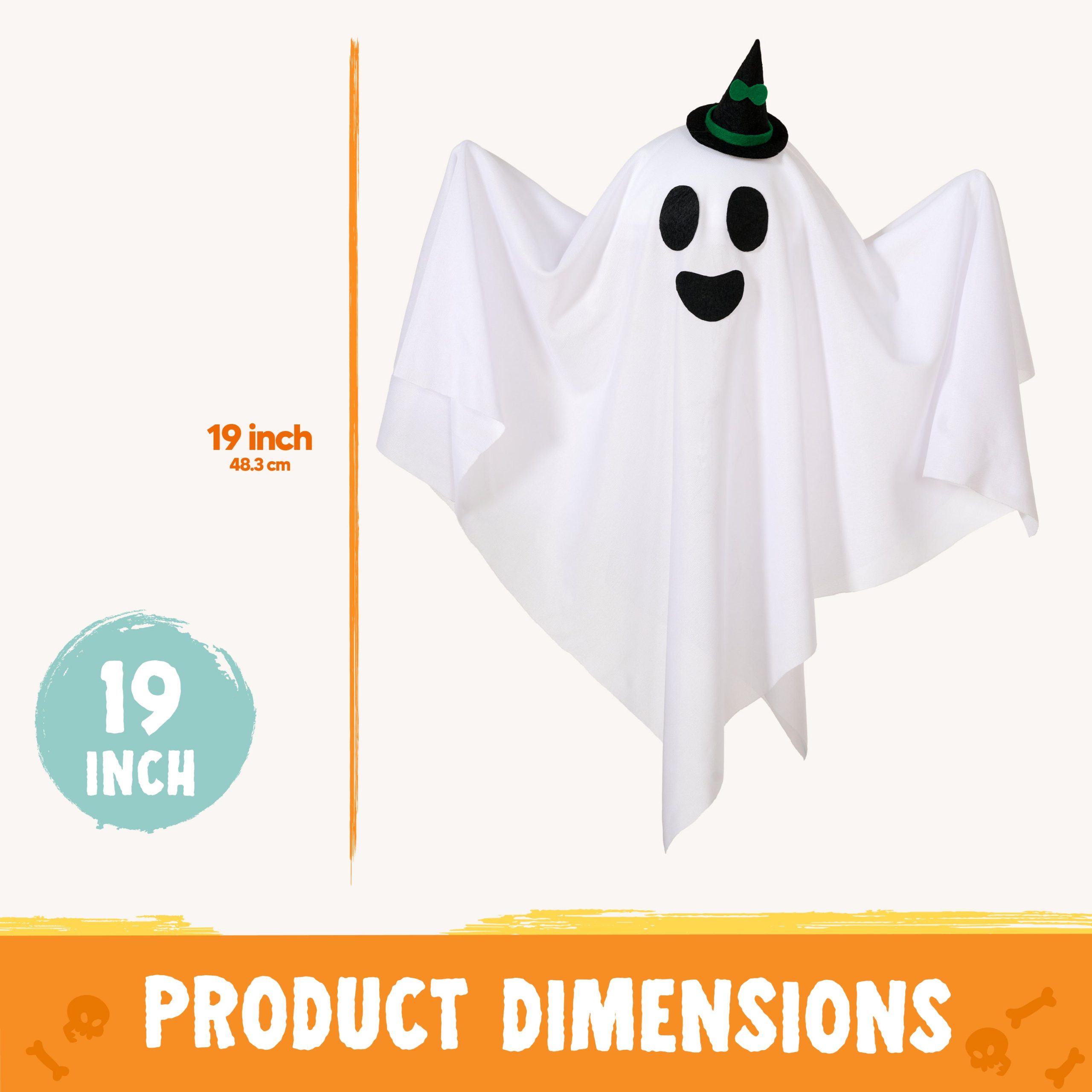 JOYIN 3 Pack 19 Inch Cute Halloween Hanging Ghost with Witch Hat - Image 3