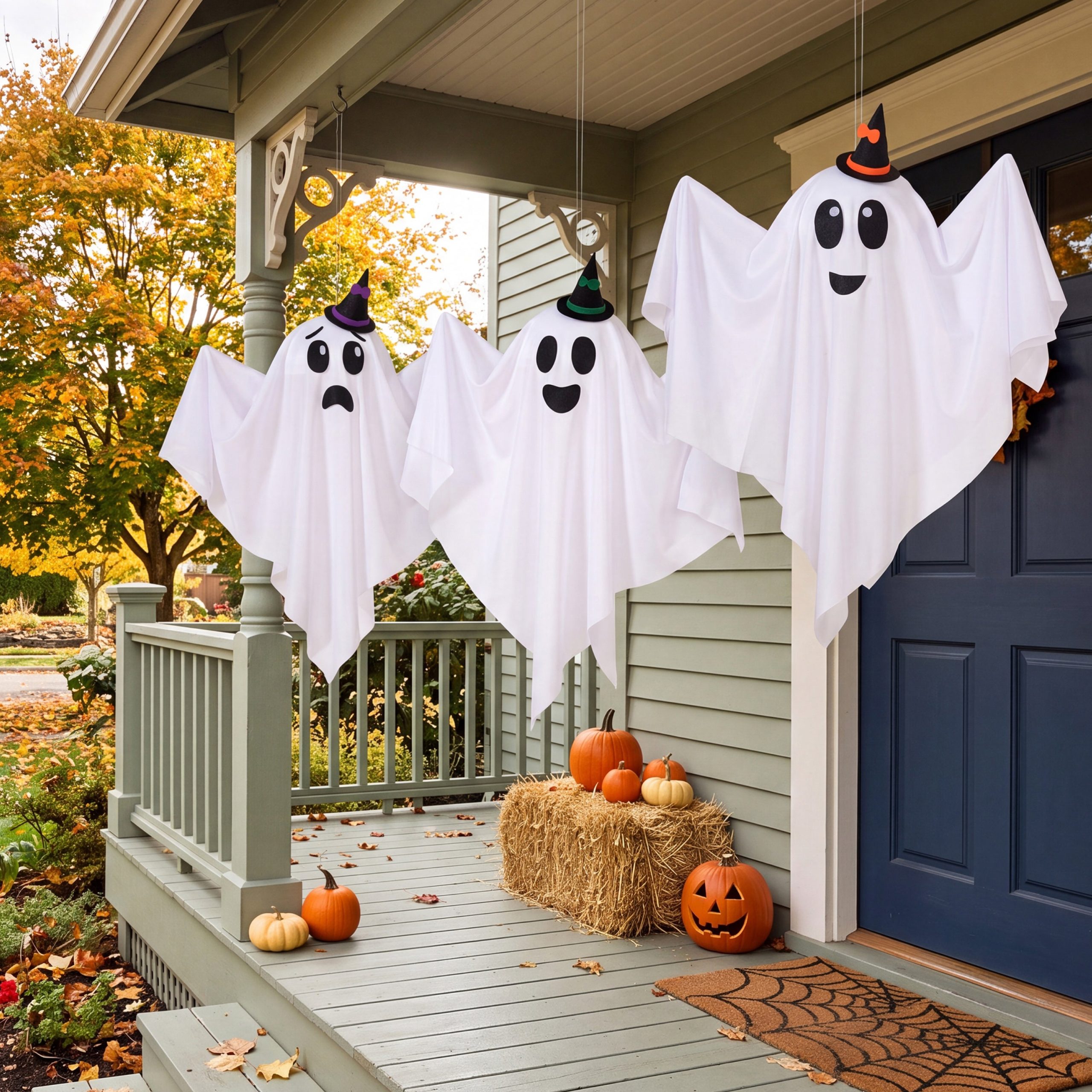JOYIN 3 Pack 19 Inch Cute Halloween Hanging Ghost with Witch Hat - Image 7